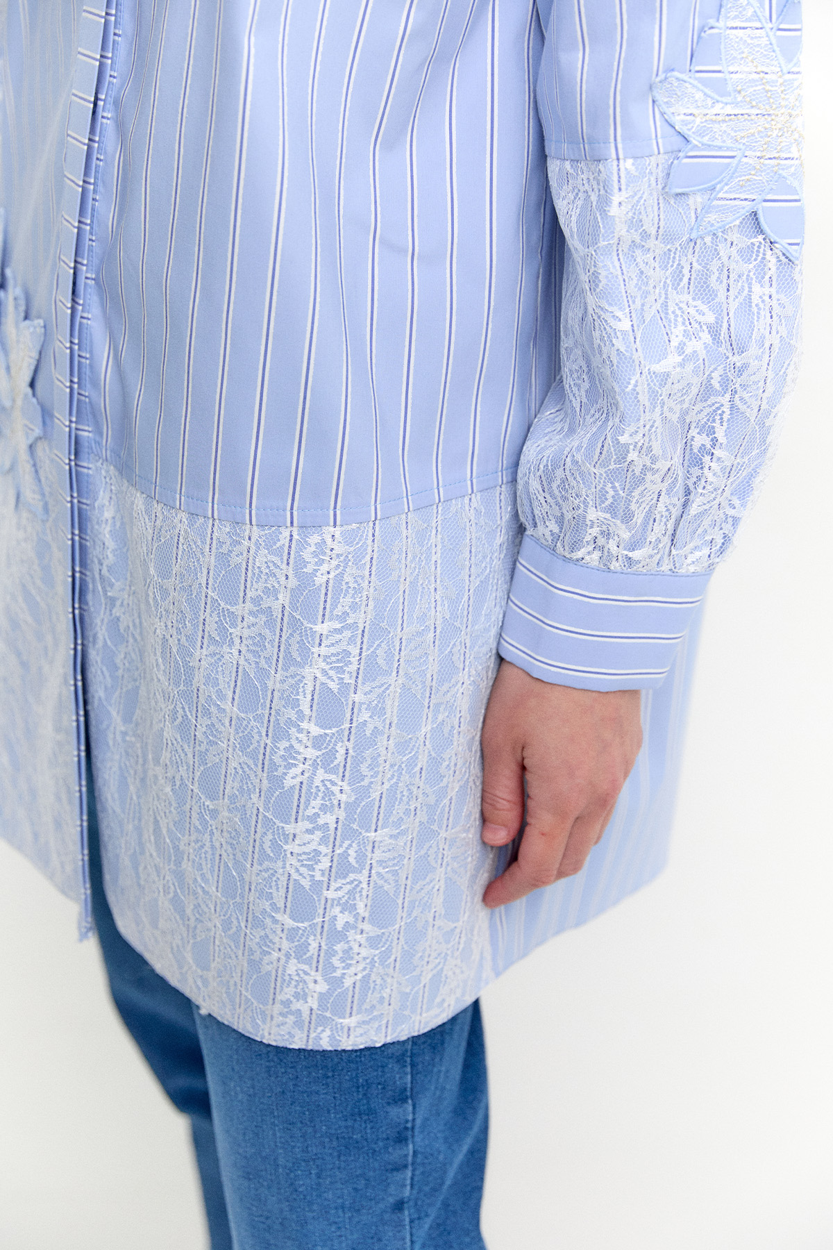 Çiçekli Çizgili Oversize Tunik, Tesettür Giyim