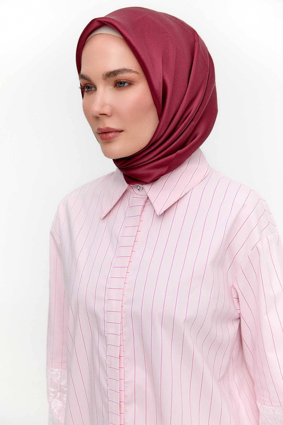 Çiçekli Çizgili Oversize Tunik, Tesettür Giyim