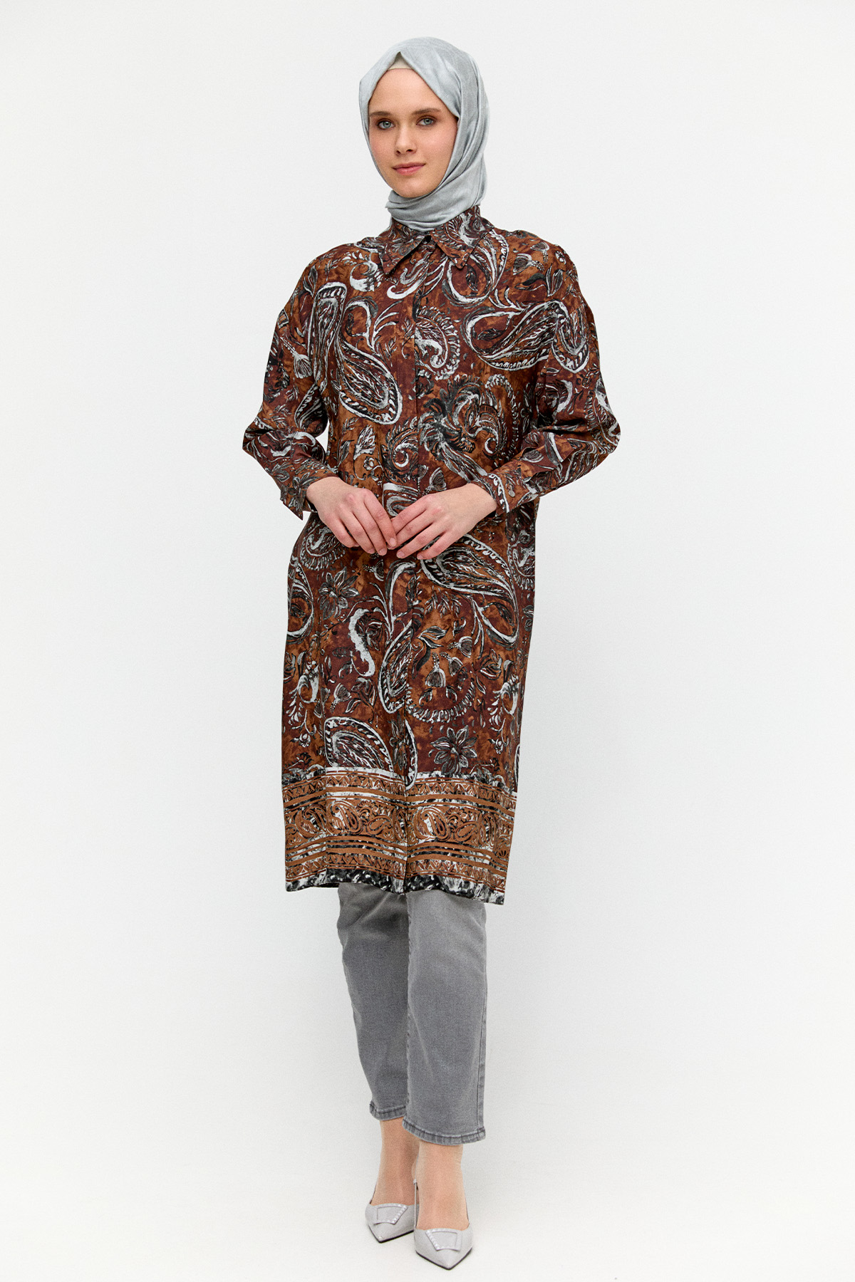 Çoklu Desenli Floş Tunik, Tesettür Giyim