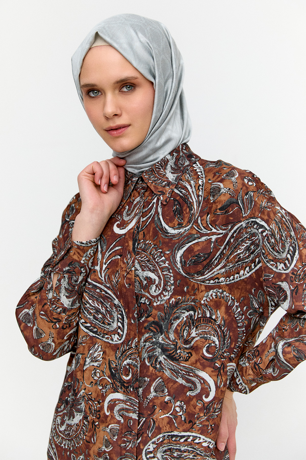 Çoklu Desenli Floş Tunik, Tesettür Giyim