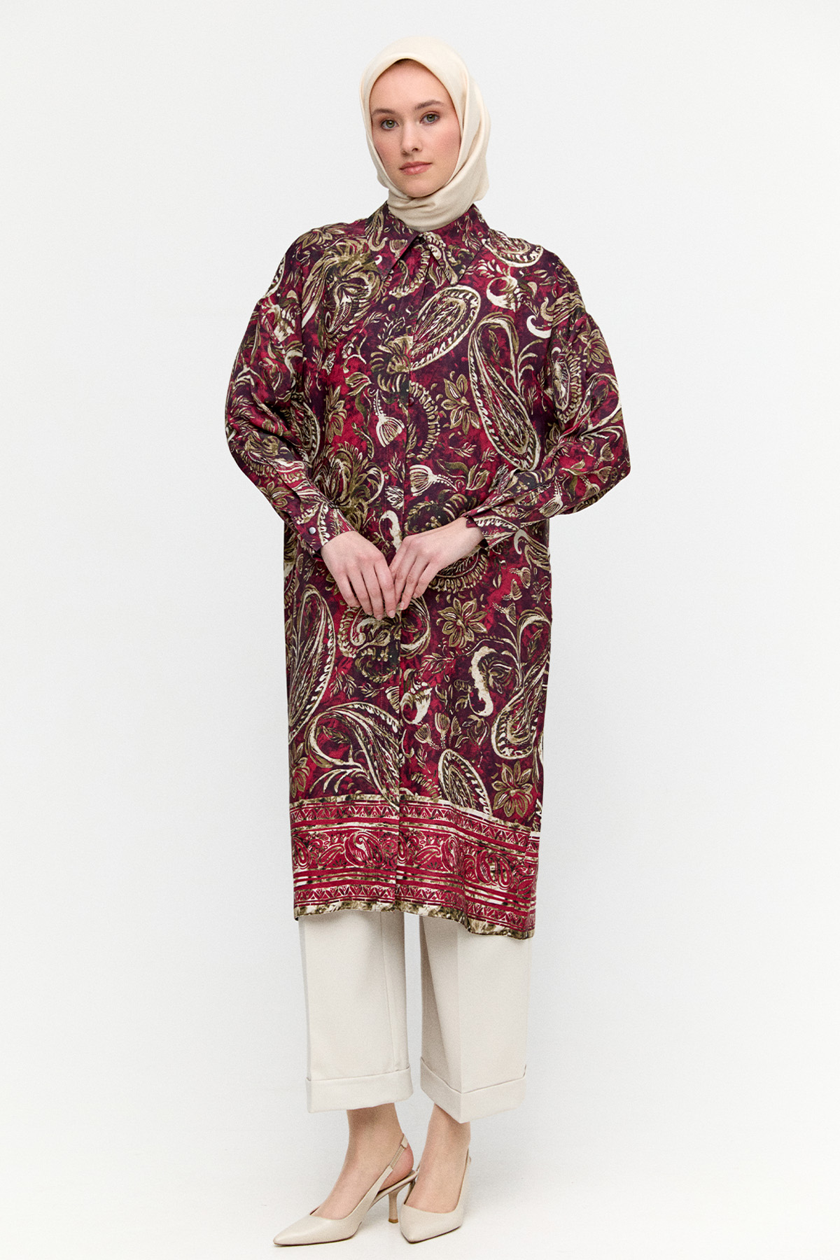 Çoklu Desenli Floş Tunik, Tesettür Giyim