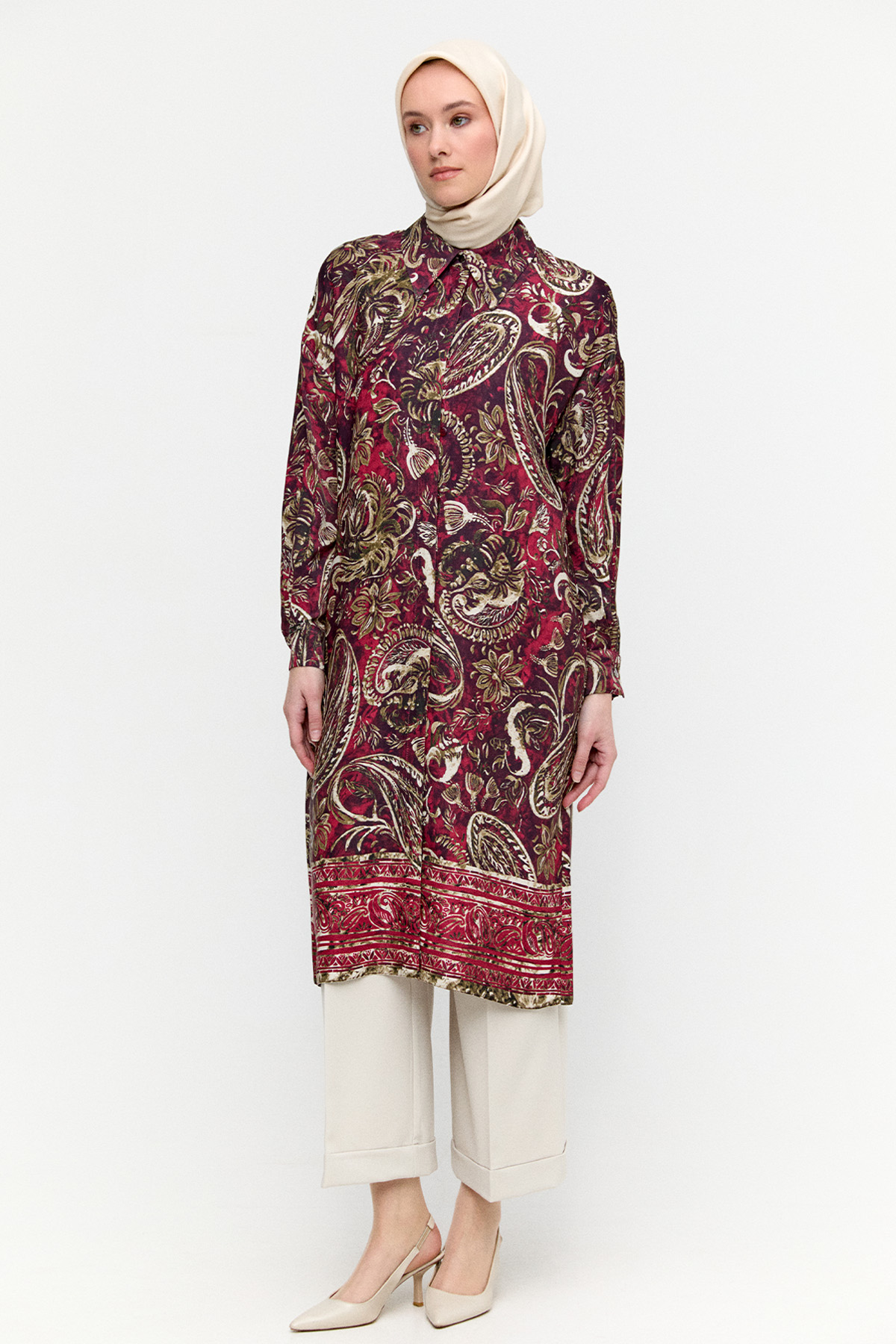 Çoklu Desenli Floş Tunik, Tesettür Giyim