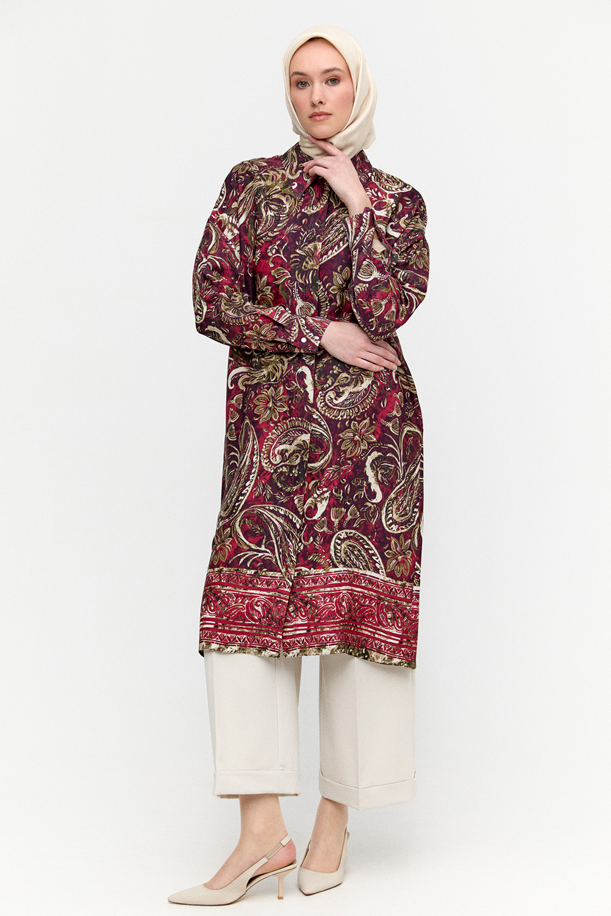 Çoklu Desenli Floş Tunik, Tesettür Giyim