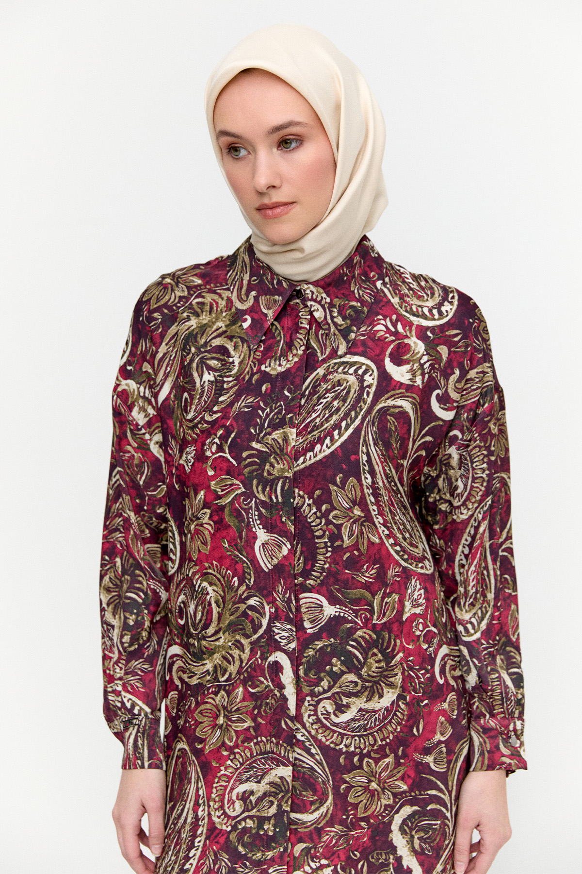 Çoklu Desenli Floş Tunik, Tesettür Giyim