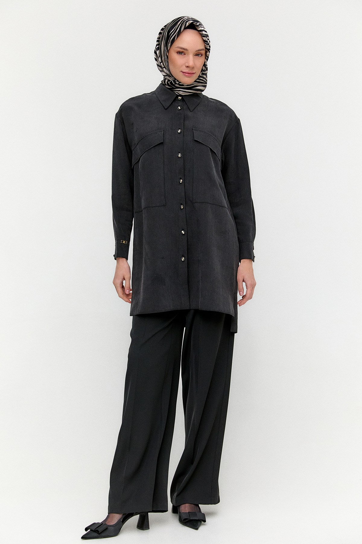 Çift Cepli Oversize Tunik, Tesettür Giyim