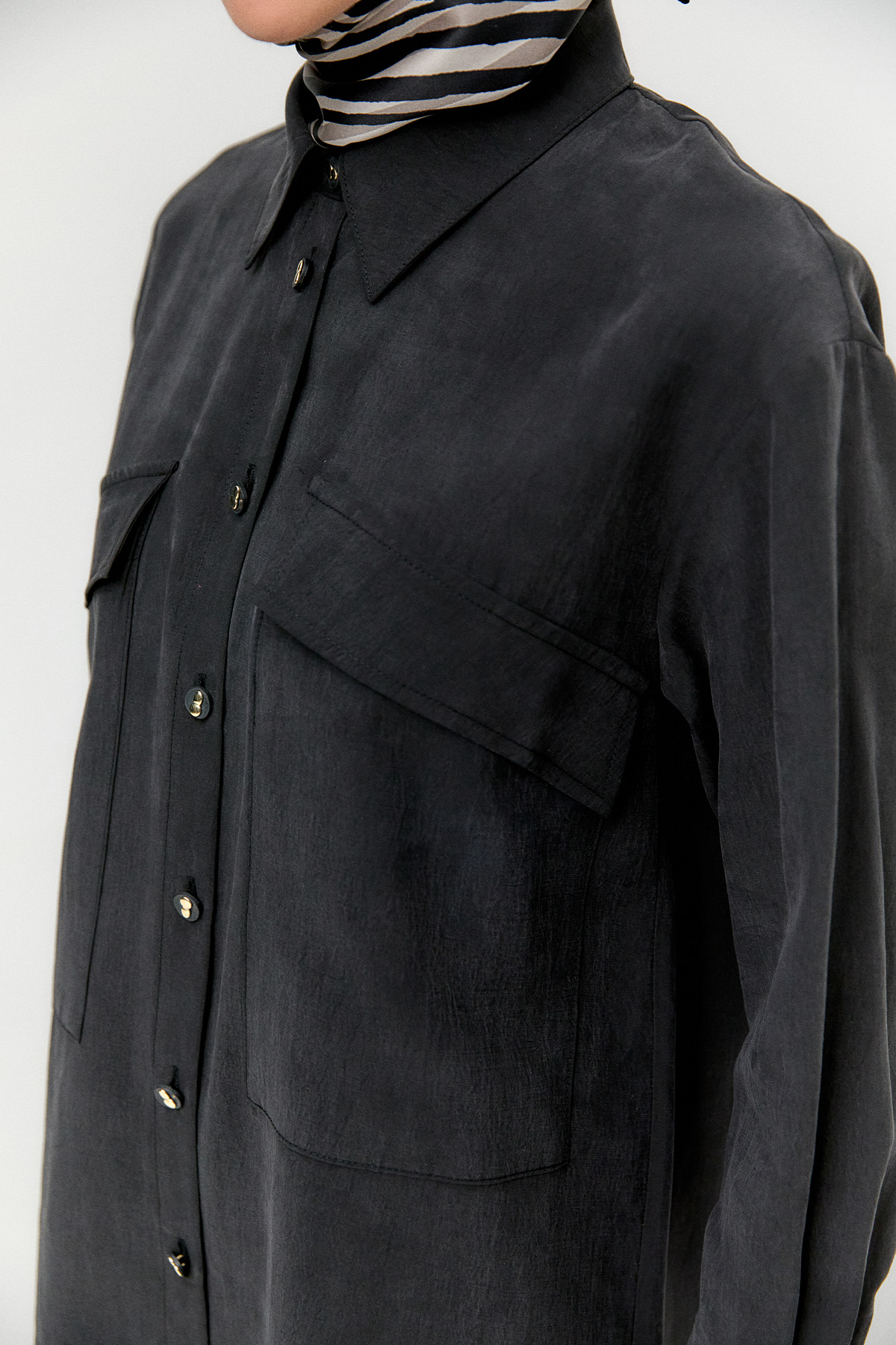 Çift Cepli Oversize Tunik, Tesettür Giyim