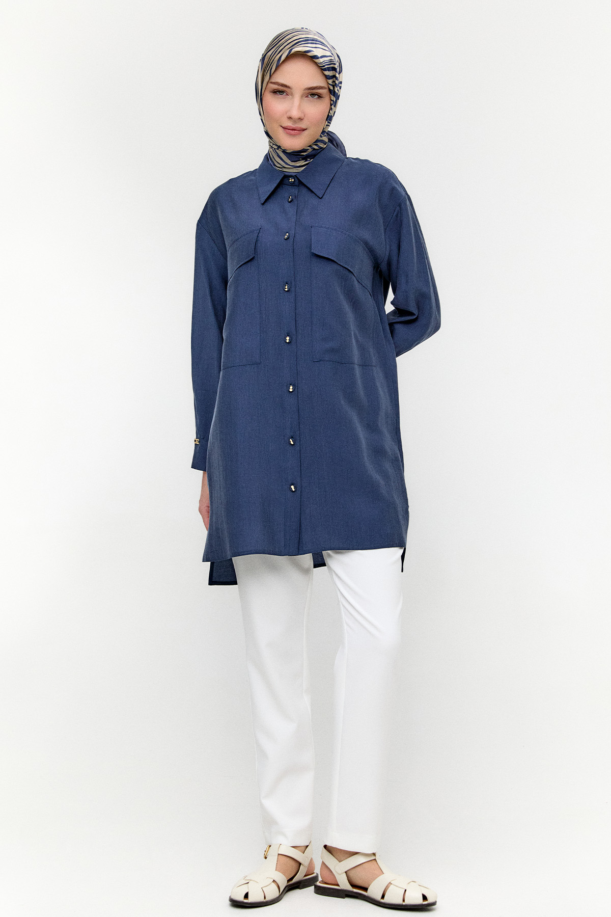 Çift Cepli Oversize Tunik, Tesettür Giyim