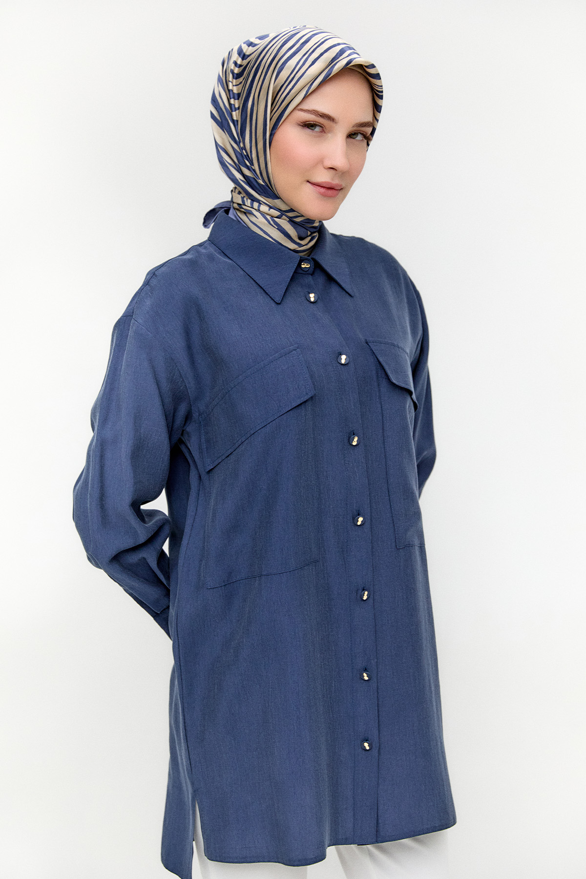 Çift Cepli Oversize Tunik, Tesettür Giyim