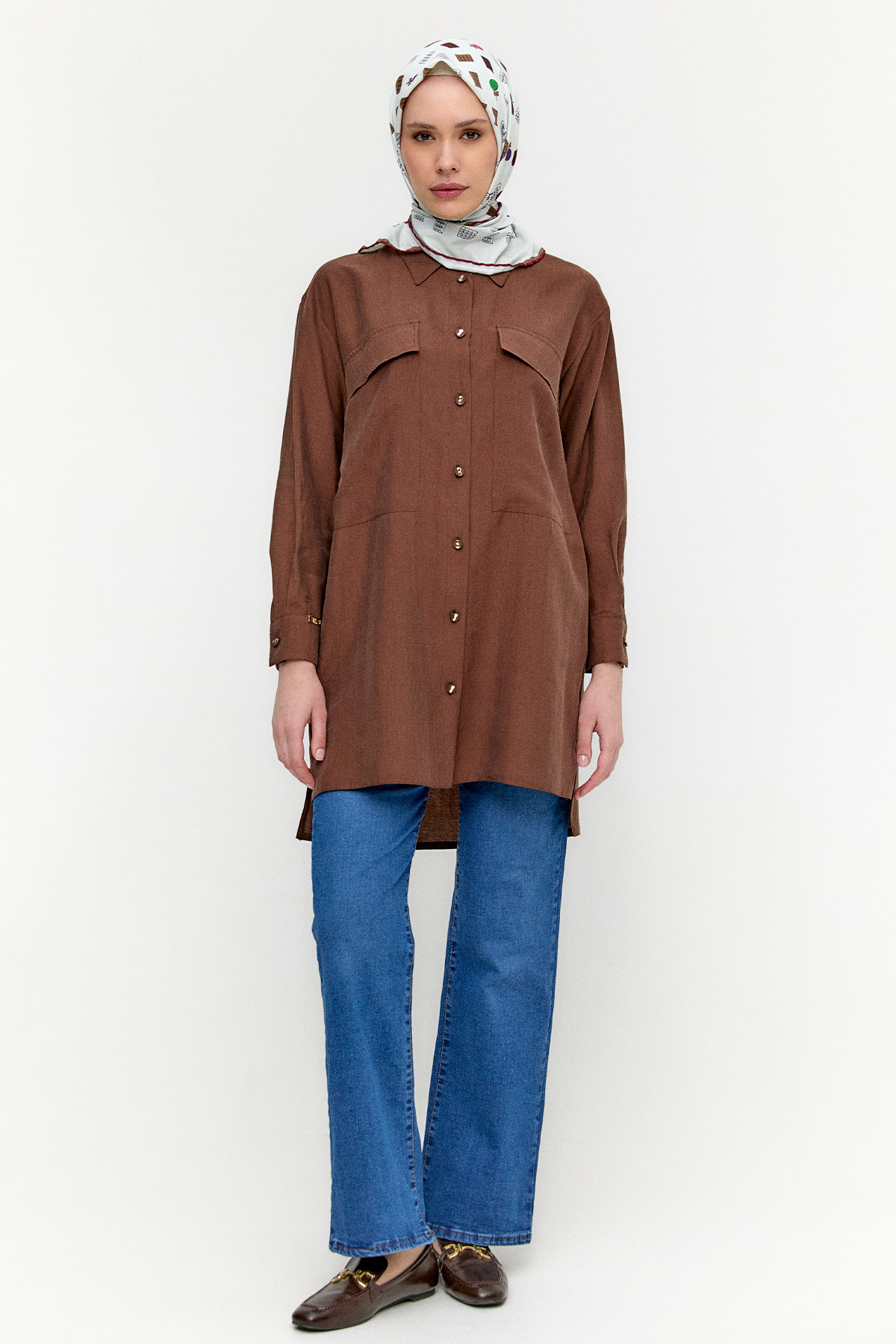 Çift Cepli Oversize Tunik, Tesettür Giyim