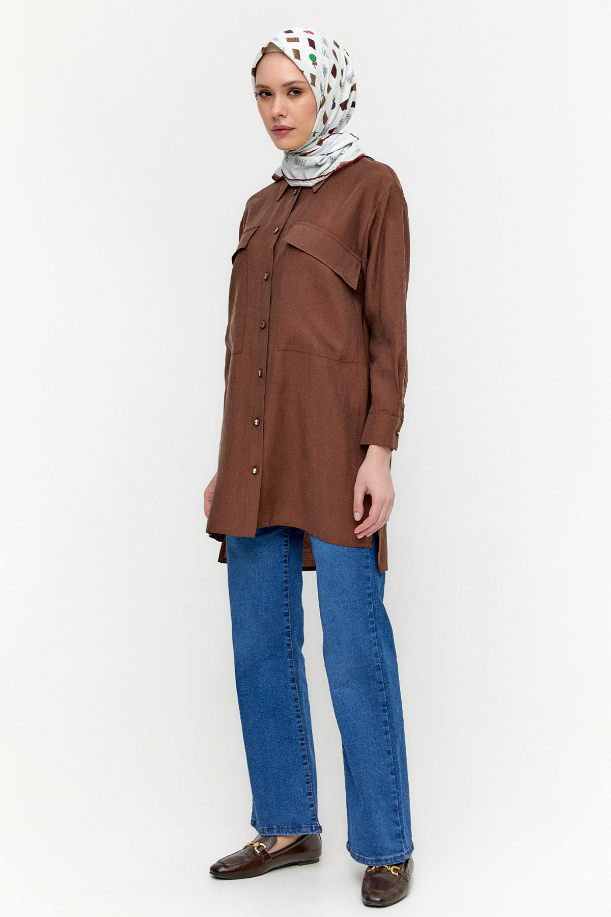 Çift Cepli Oversize Tunik, Tesettür Giyim