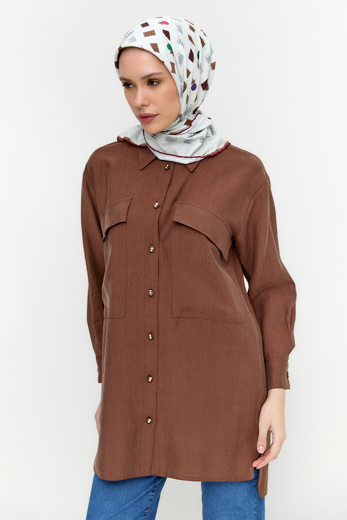 Çift Cepli Oversize Tunik, Tesettür Giyim