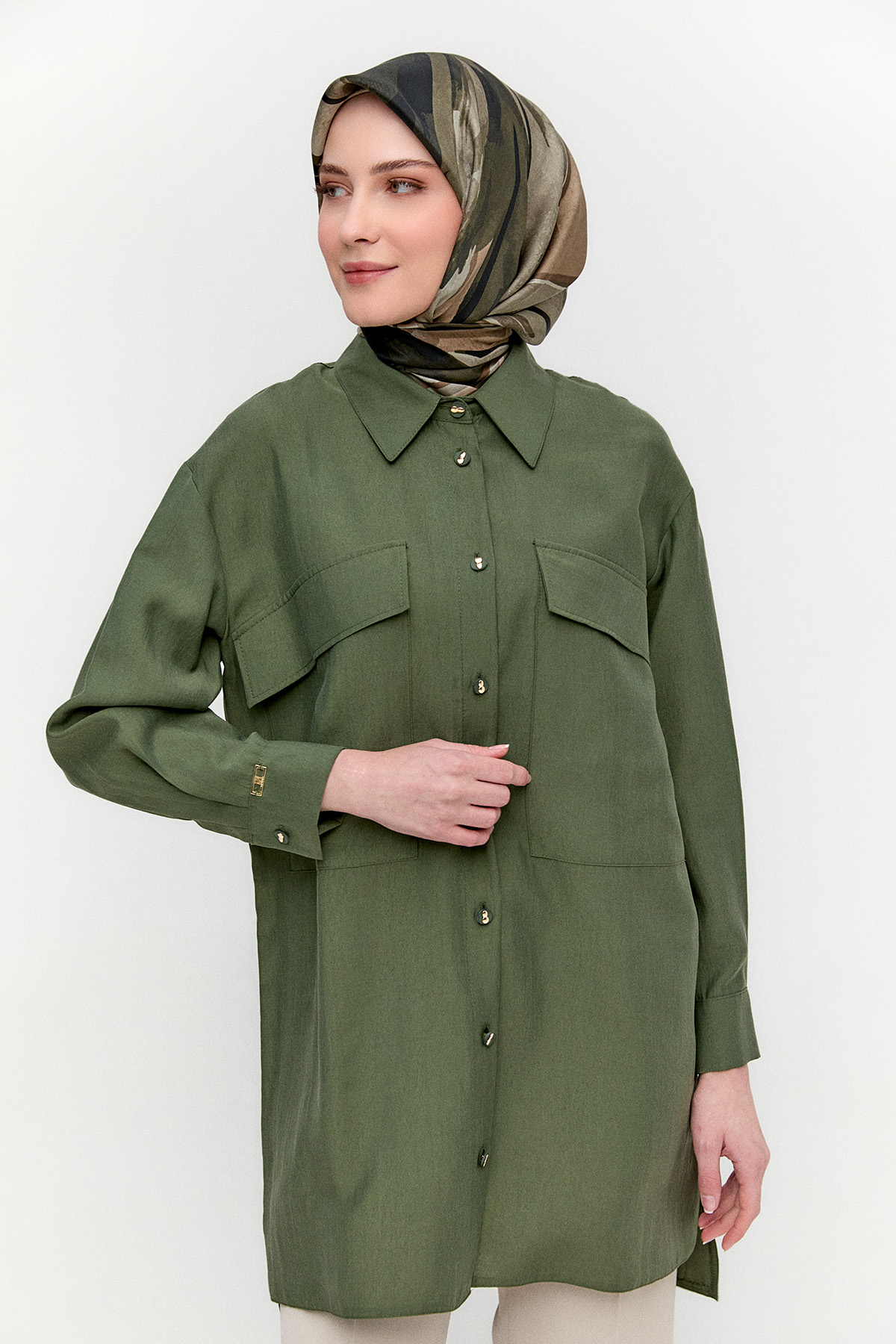 Çift Cepli Oversize Tunik, Tesettür Giyim