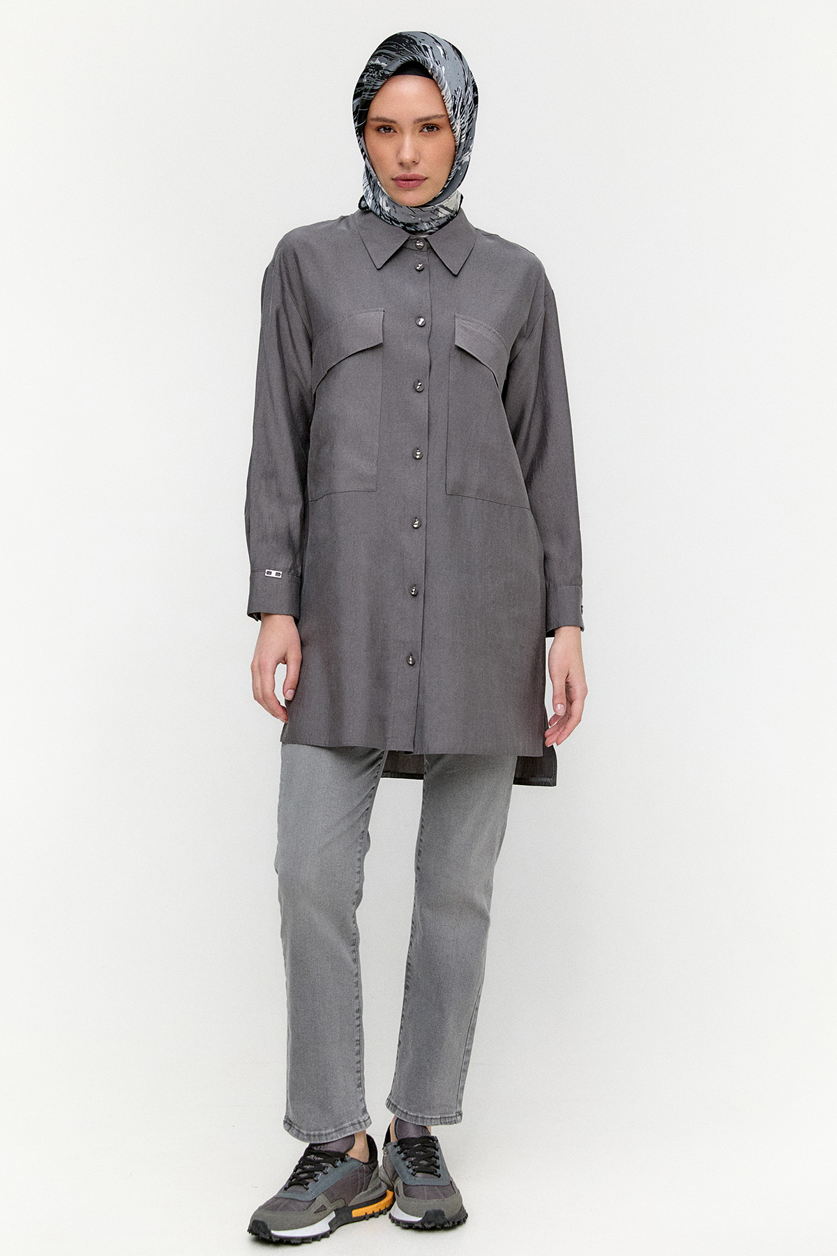 Çift Cepli Oversize Tunik, Tesettür Giyim