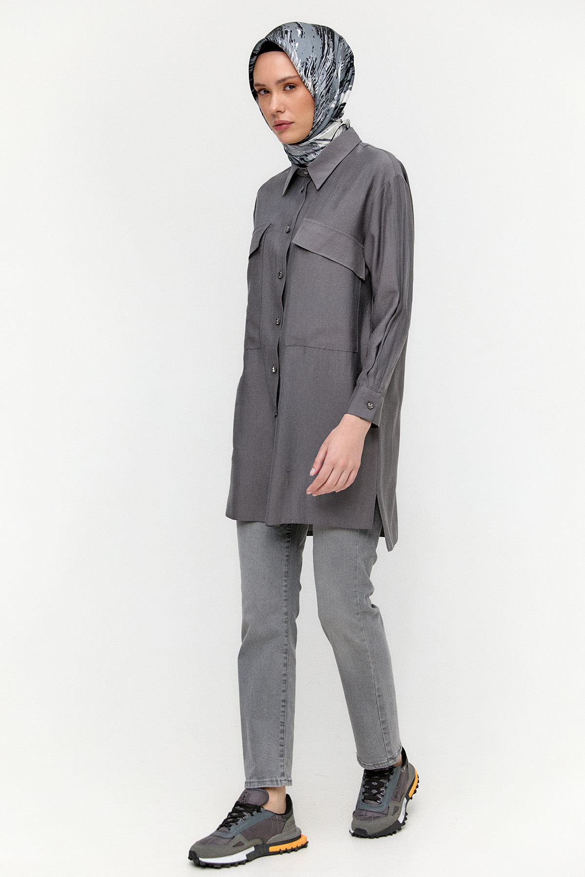 Çift Cepli Oversize Tunik, Tesettür Giyim