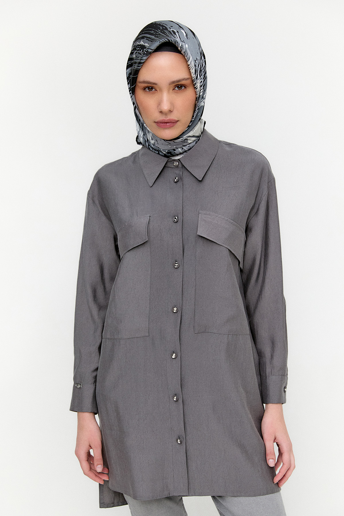 Çift Cepli Oversize Tunik, Tesettür Giyim