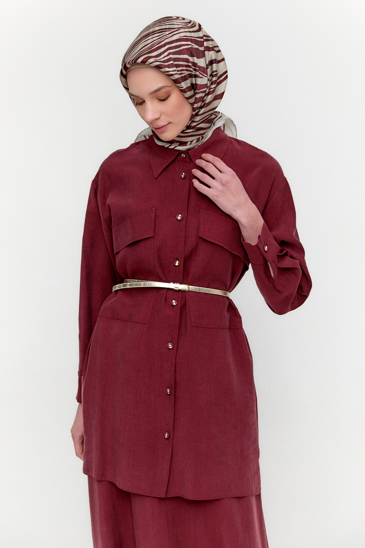 Çift Cepli Oversize Tunik, Tesettür Giyim