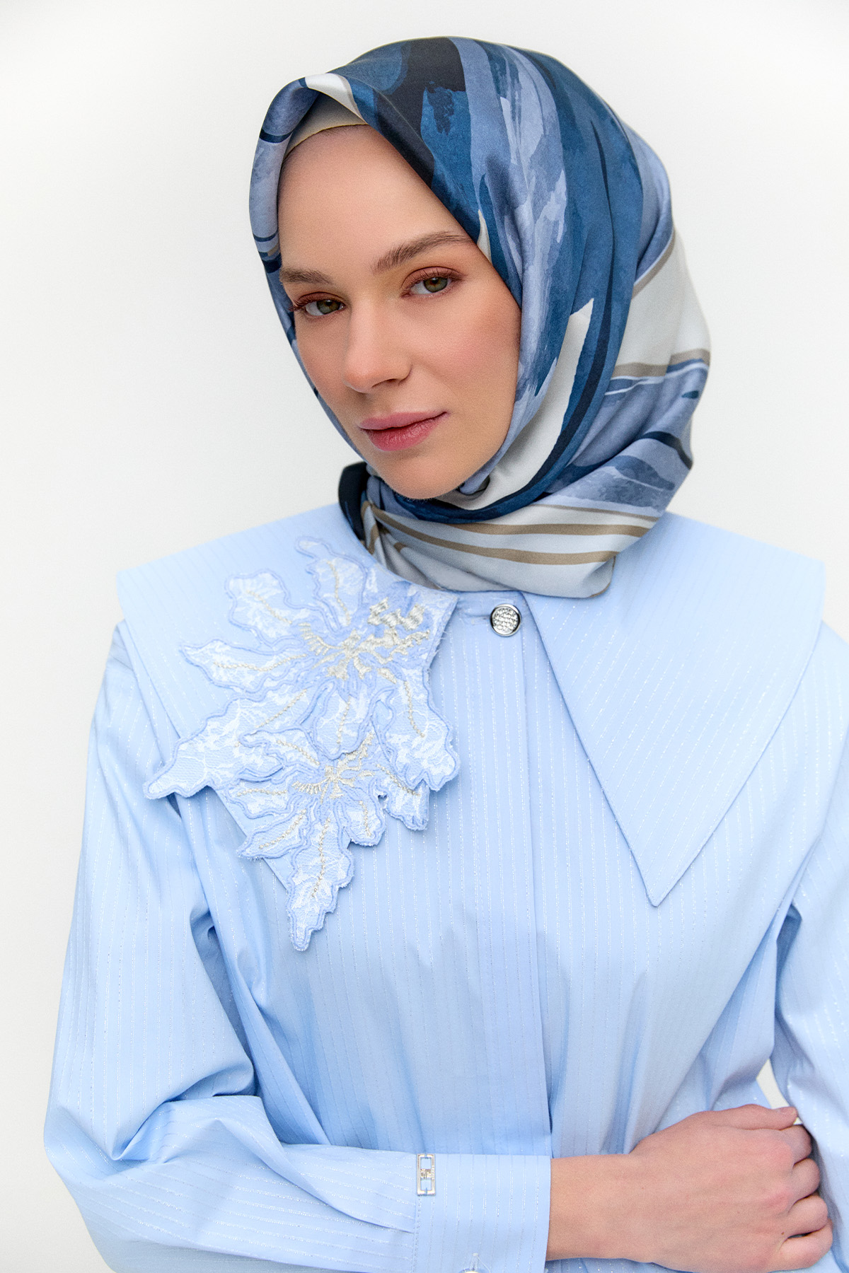 Çiçek Aplikeli Pamuklu Tunik, Tesettür Giyim