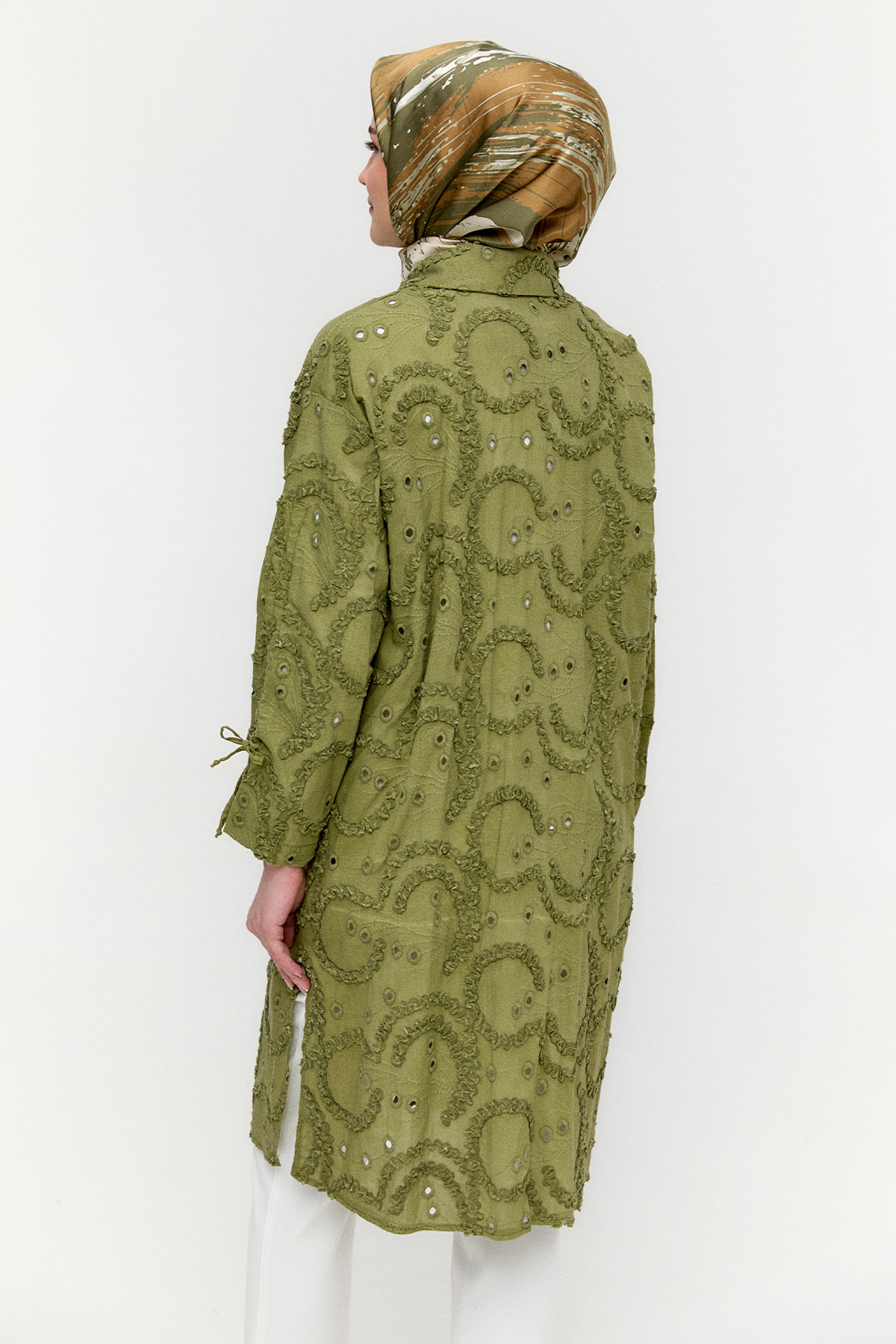 Pamuklu Oversize Brode Tunik, Tesettür Giyim