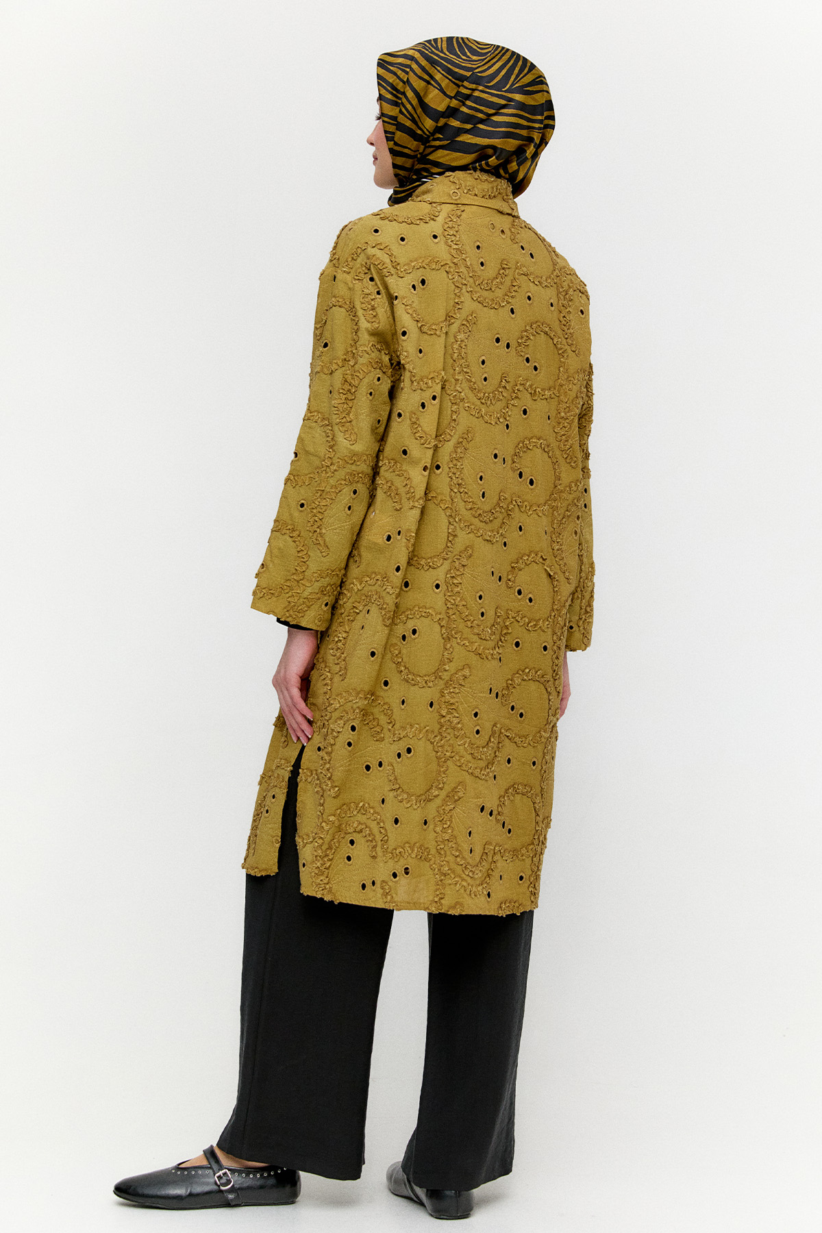 Pamuklu Oversize Brode Tunik, Tesettür Giyim