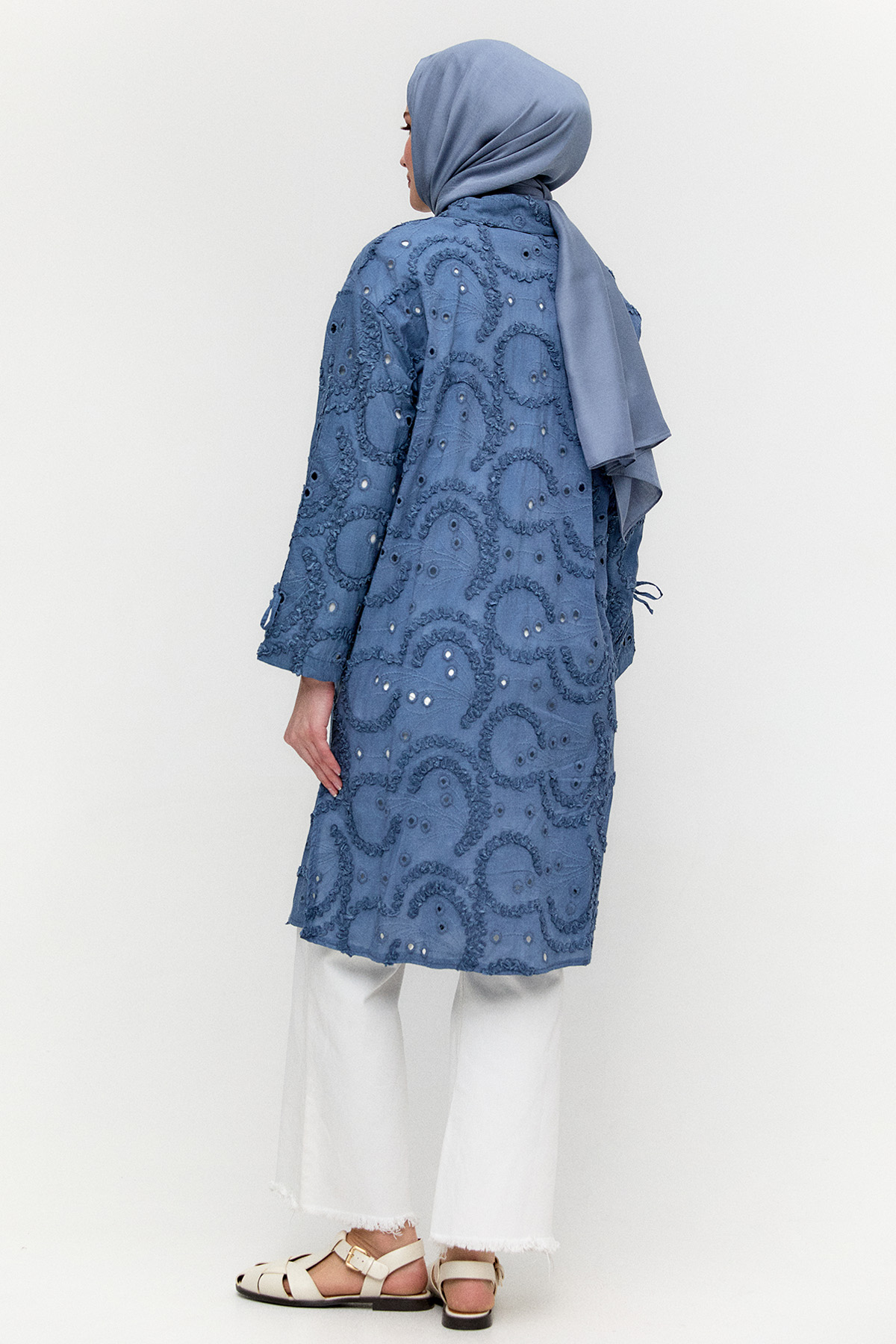 Pamuklu Oversize Brode Tunik, Tesettür Giyim