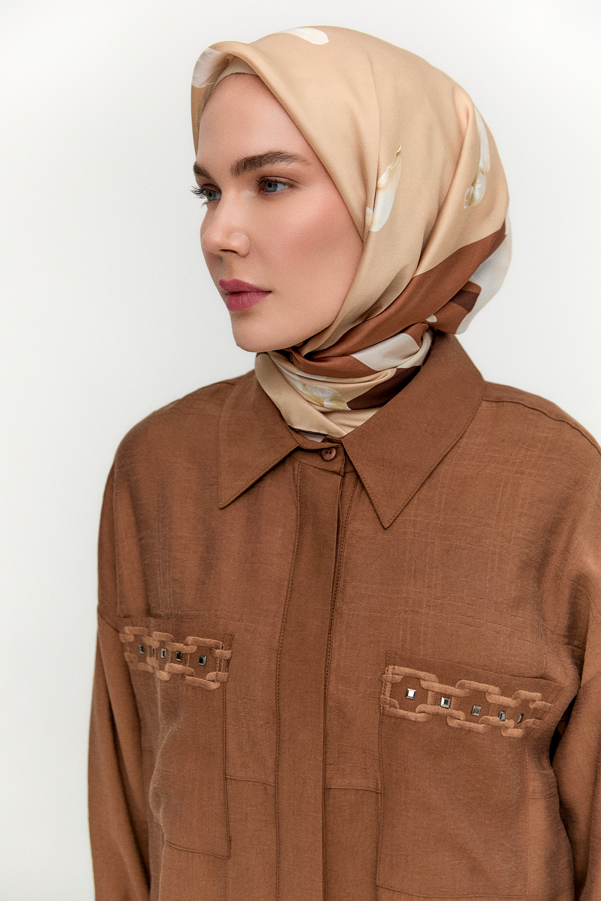 Nakış Detaylı Lyocell Tunik, Tesettür Giyim