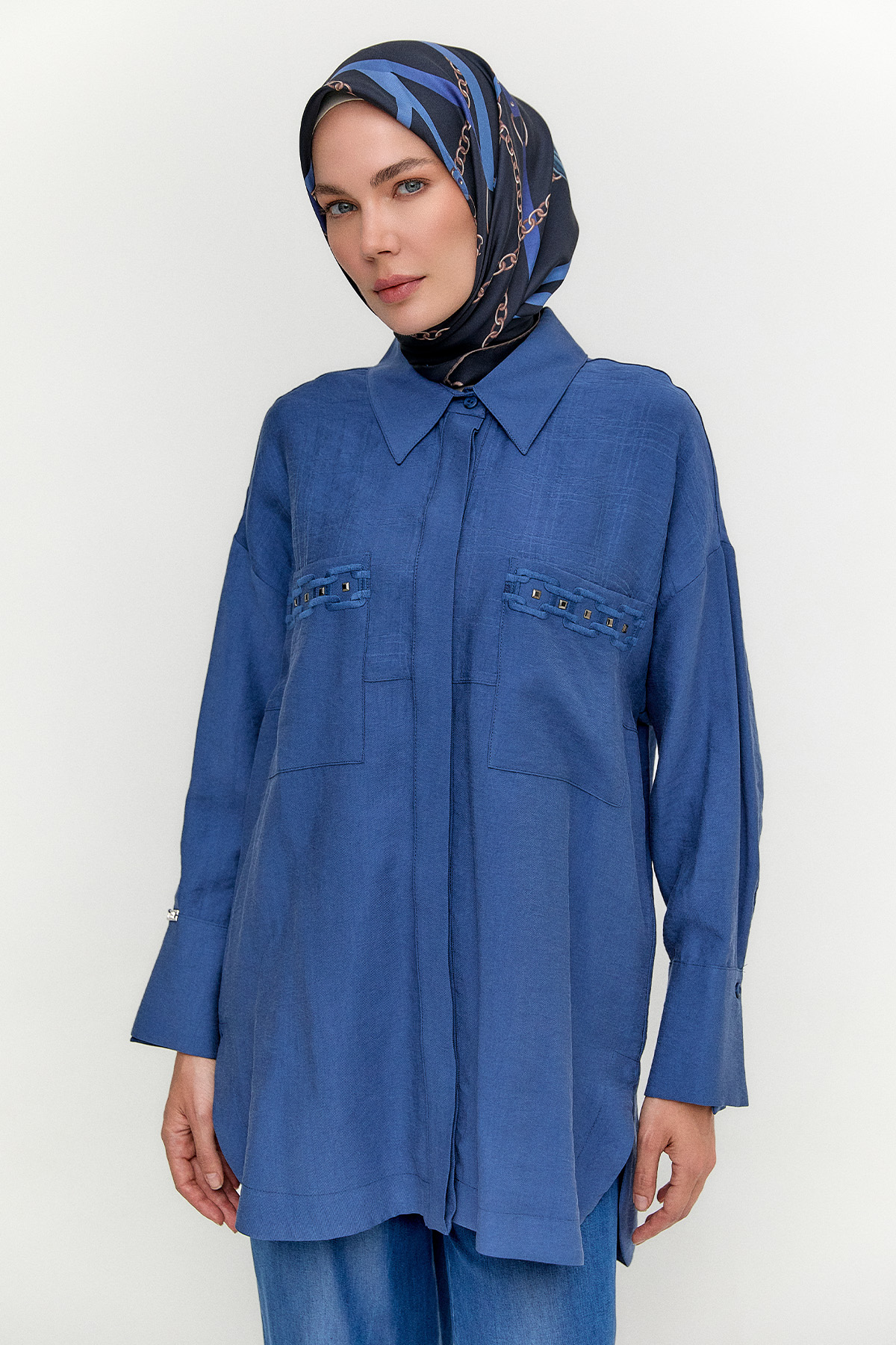 Nakış Detaylı Lyocell Tunik, Tesettür Giyim