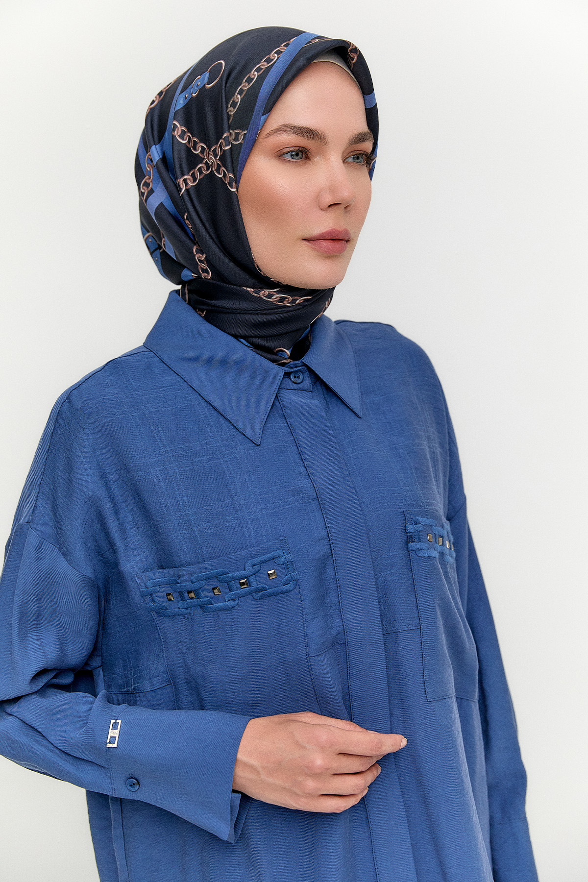 Nakış Detaylı Lyocell Tunik, Tesettür Giyim