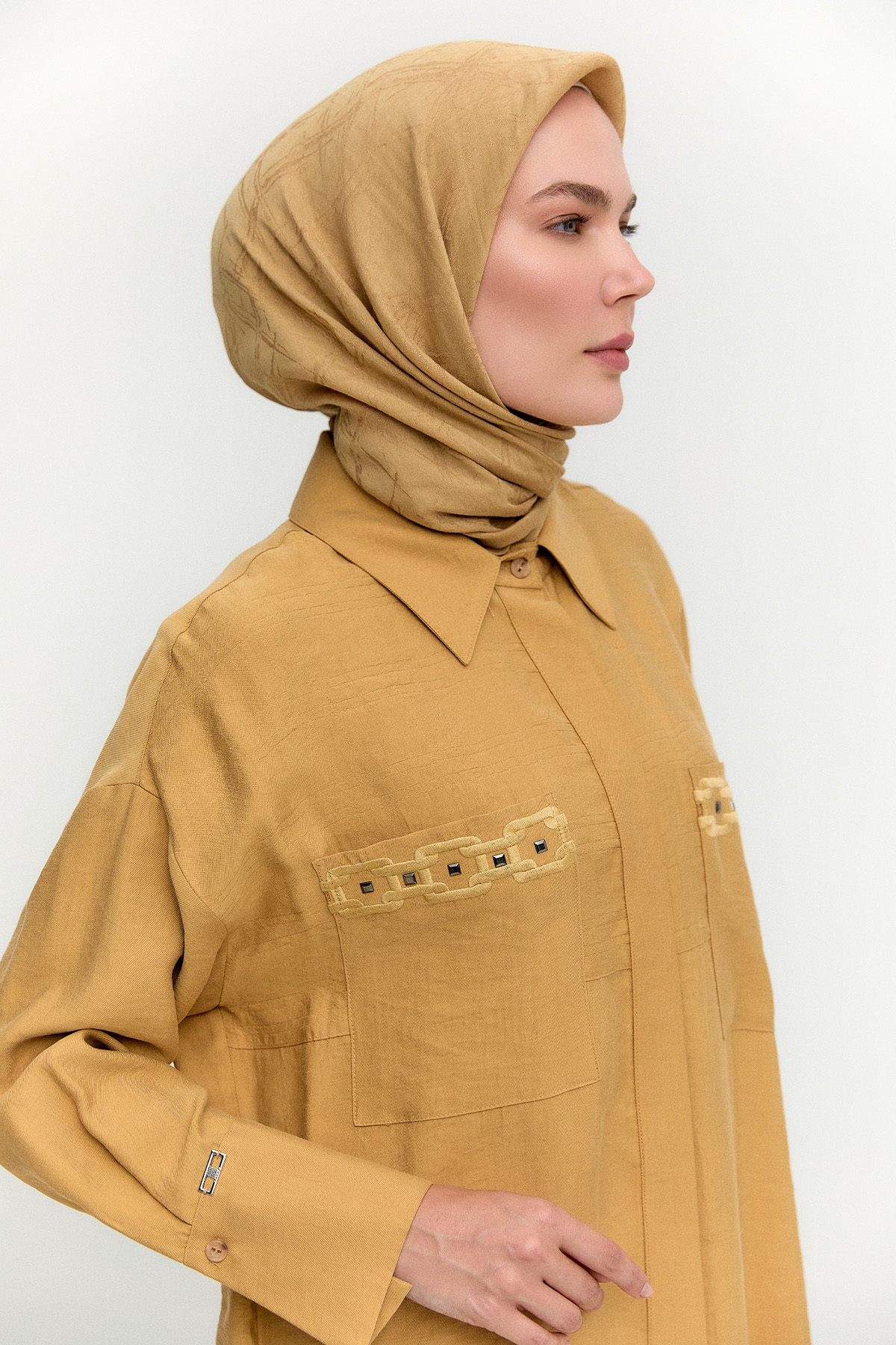 Nakış Detaylı Lyocell Tunik, Tesettür Giyim