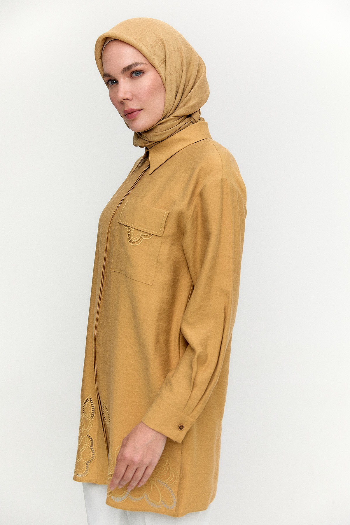 Nakış Detaylı Lyocell Tunik, Tesettür Giyim