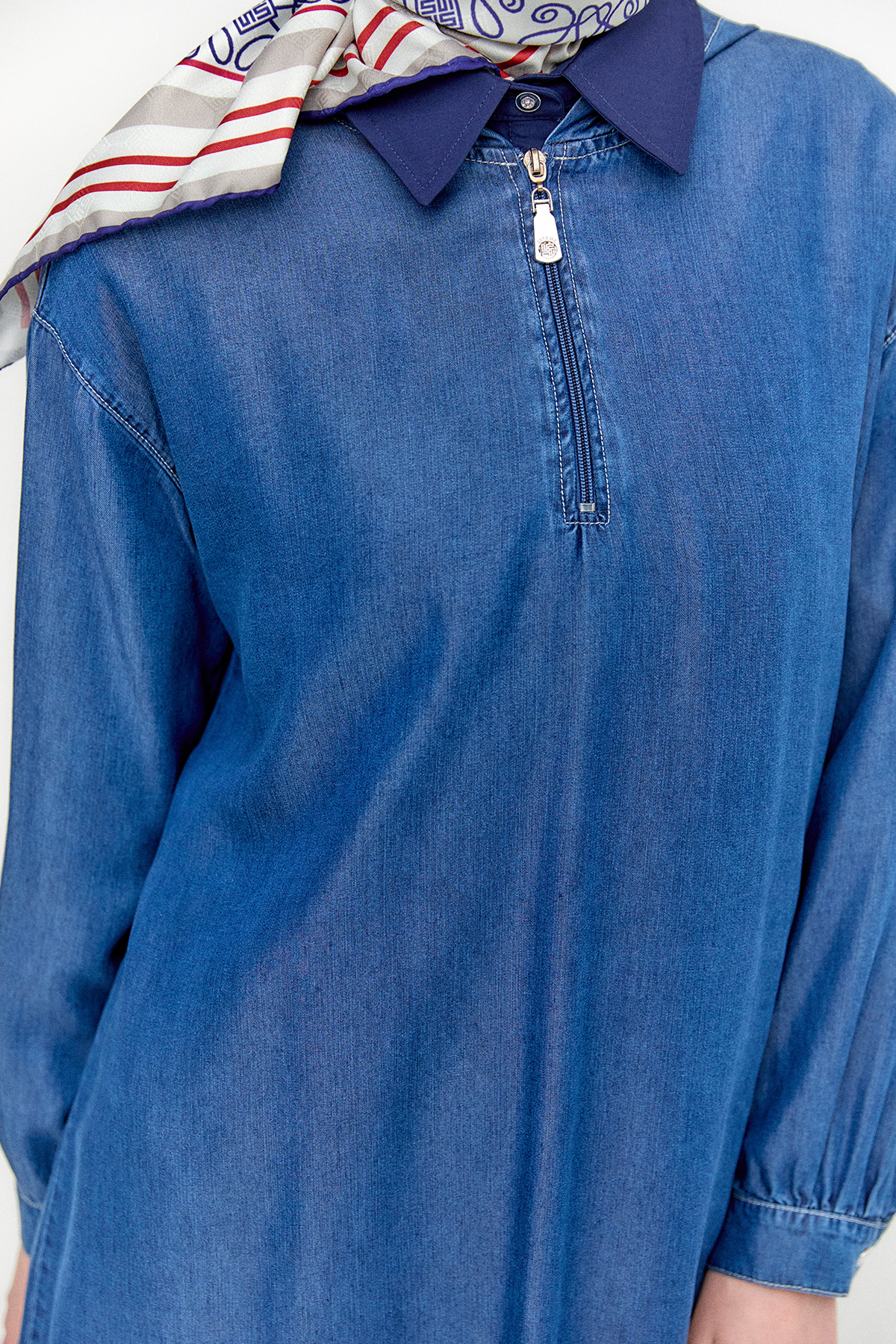 Kapüşonlu Taş Nakışlı Oversize Tunik, Tesettür Giyim