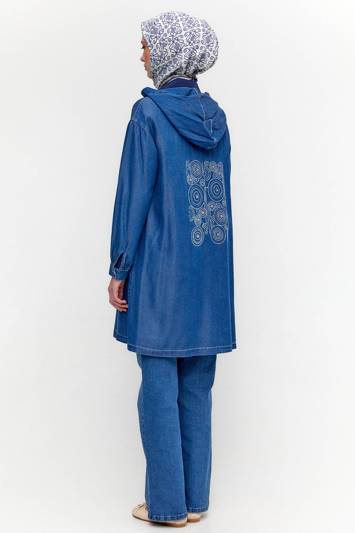 Kapüşonlu Taş Nakışlı Oversize Tunik, Tesettür Giyim