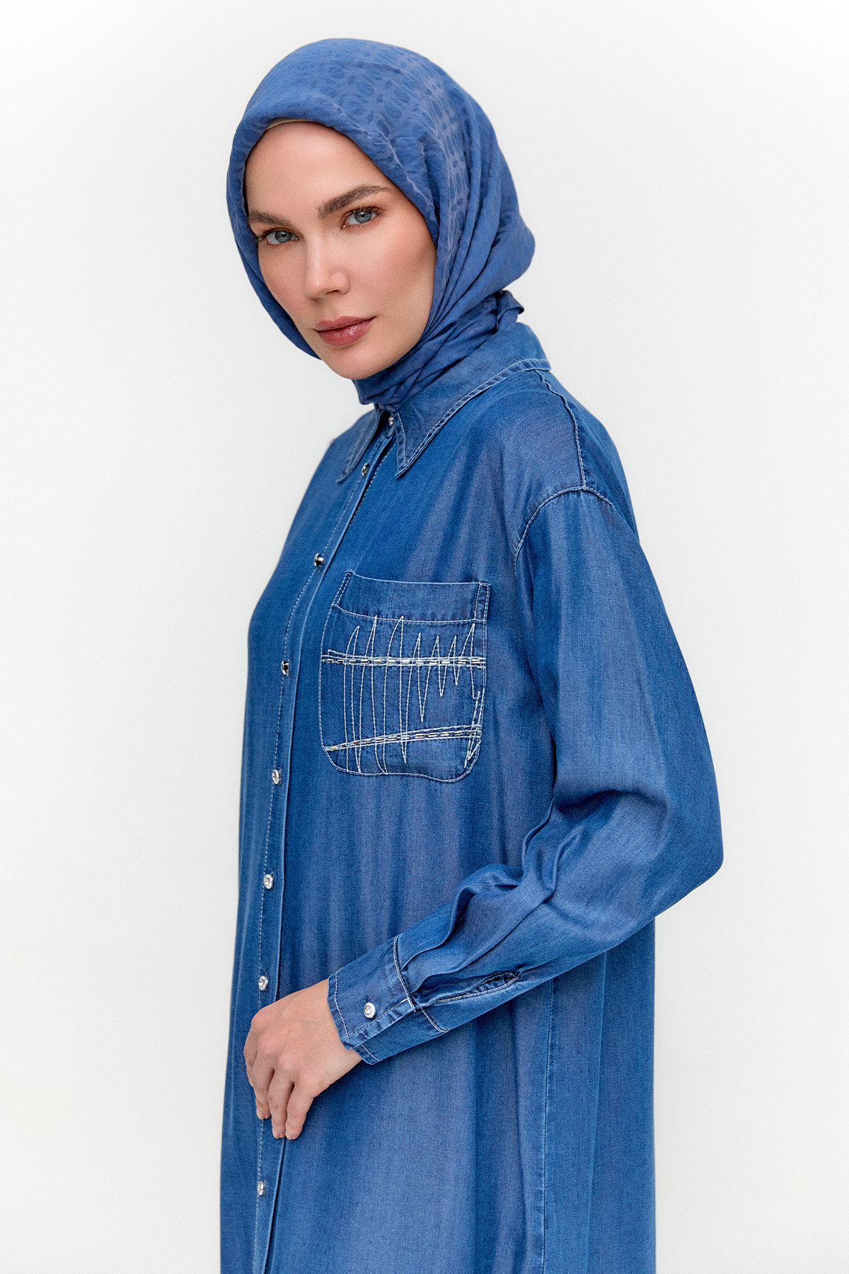 Nakış Detaylı Pamuk Tunik, Tesettür Giyim