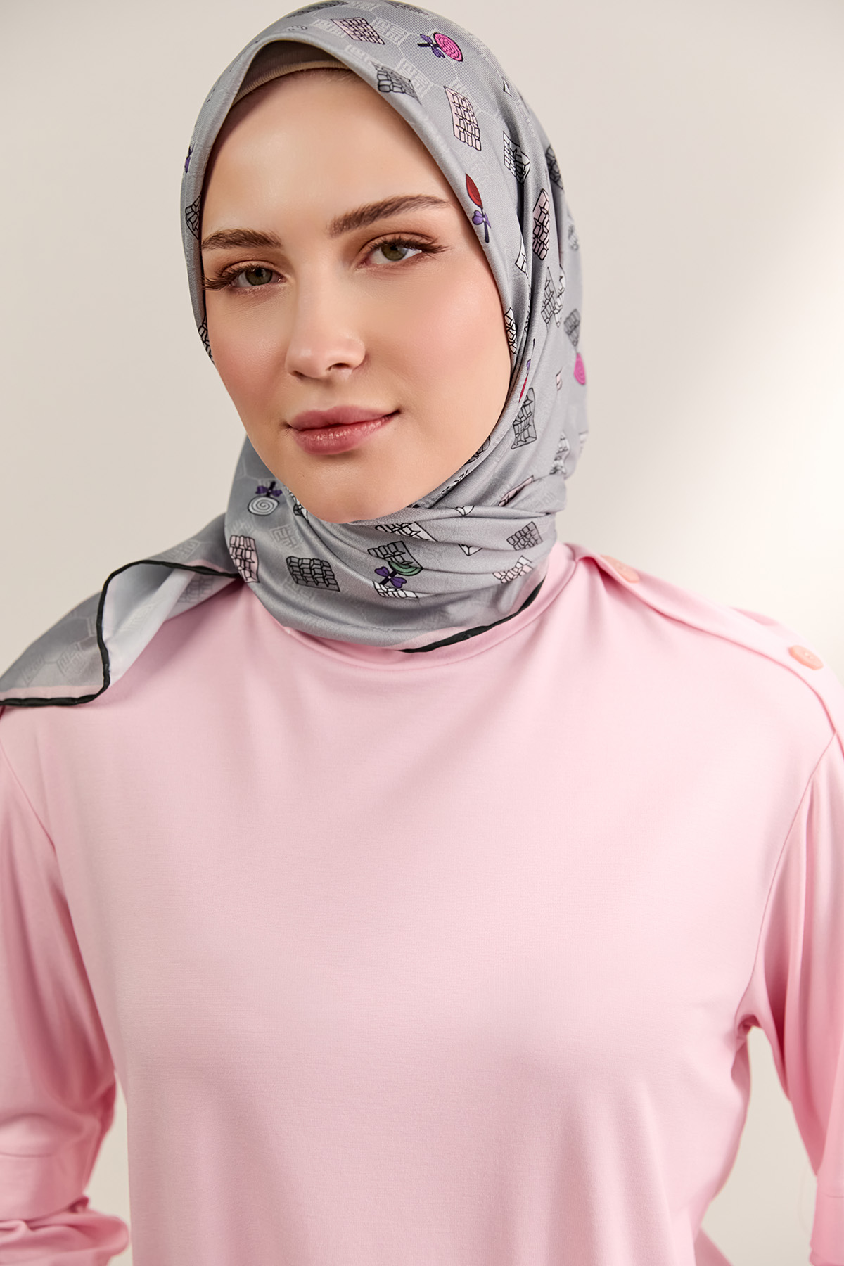 Süs Düğmeli Allerli Penye Tunik, Tesettür Giyim