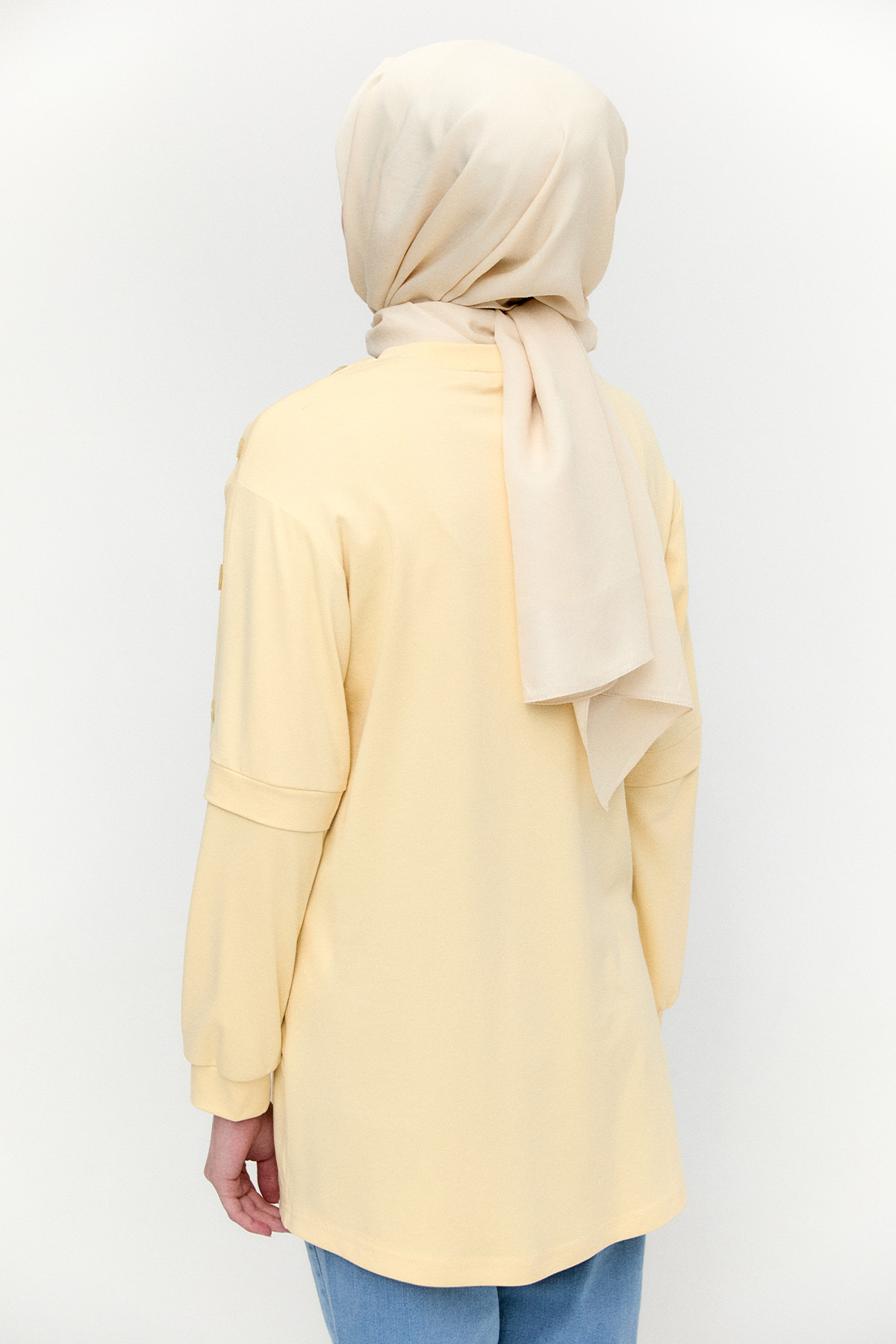 Süs Düğmeli Allerli Penye Tunik, Tesettür Giyim