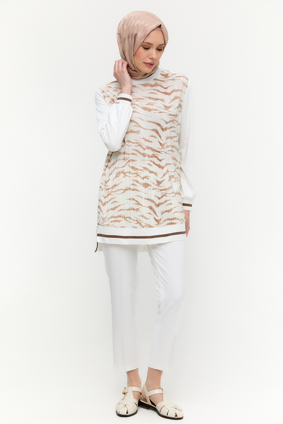 Desenli Ribanalı Tunik, Tesettür Giyim