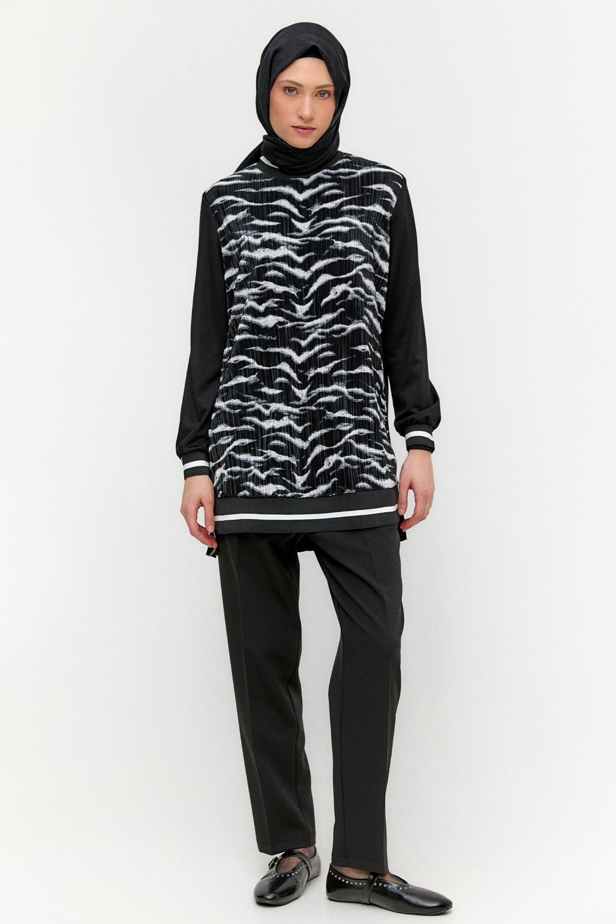 Desenli Ribanalı Tunik, Tesettür Giyim