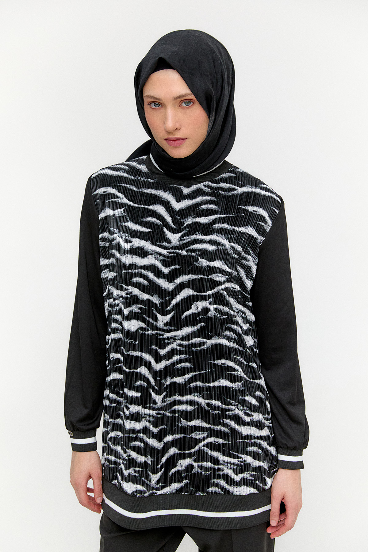 Desenli Ribanalı Tunik, Tesettür Giyim