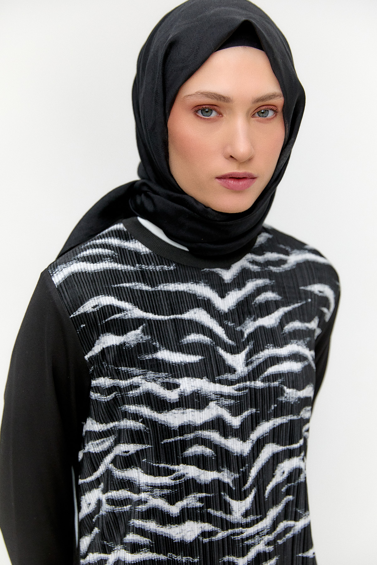 Desenli Ribanalı Tunik, Tesettür Giyim