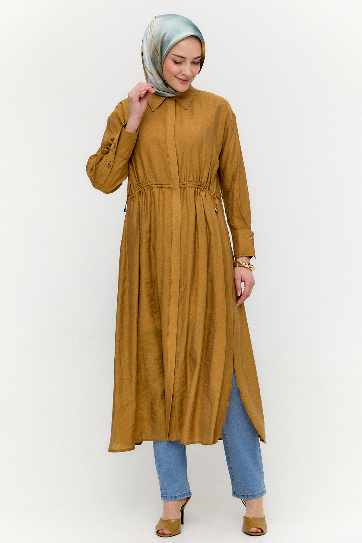 Bel Büzgülü Uzun Tunik, Tesettür Giyim