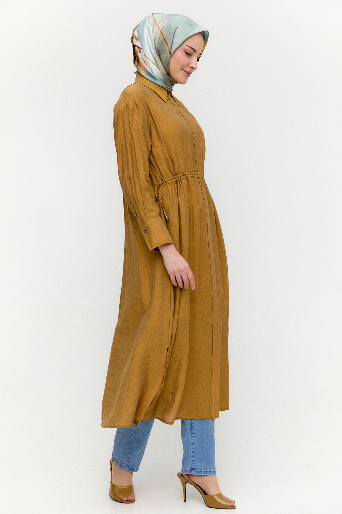 Bel Büzgülü Uzun Tunik, Tesettür Giyim
