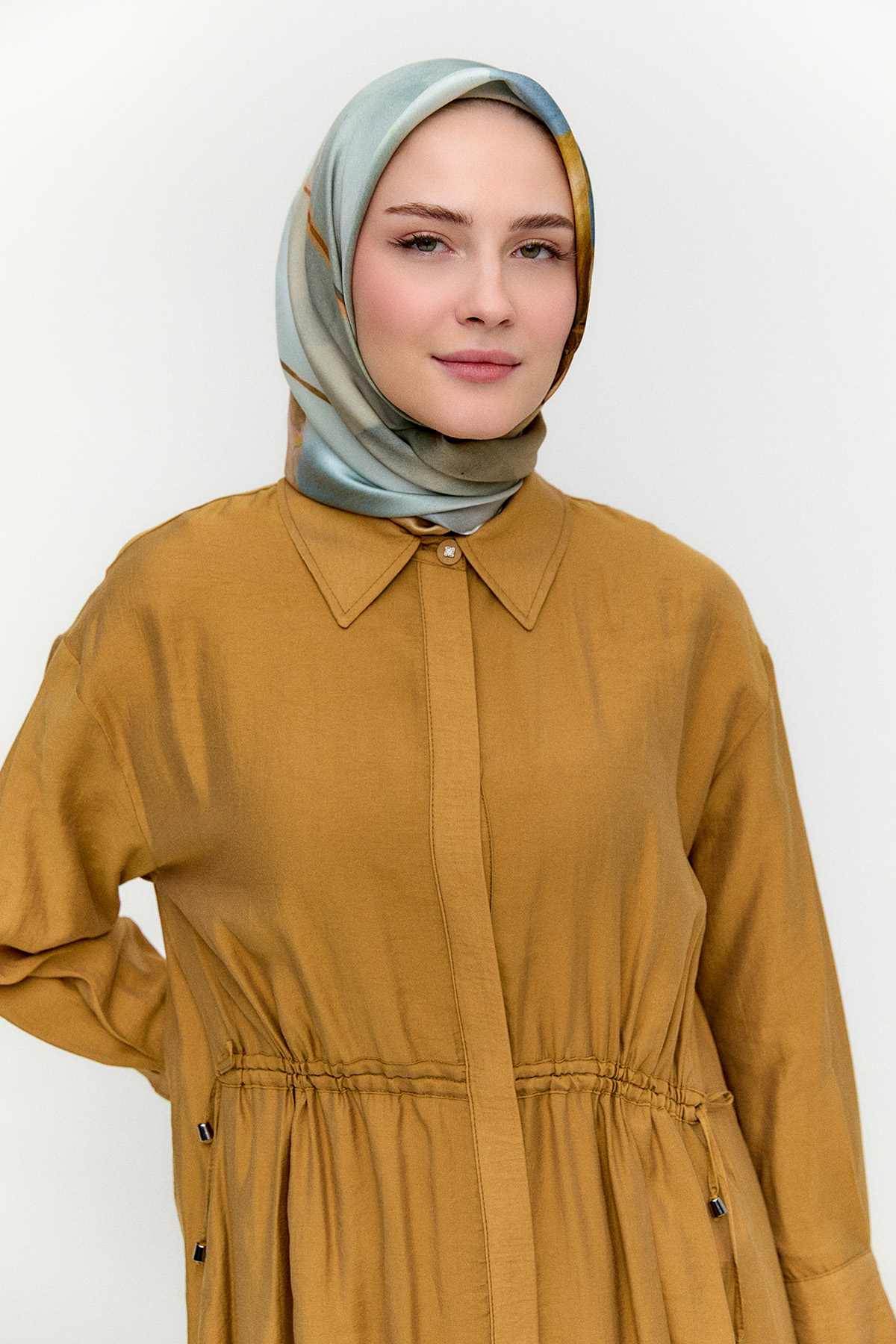 Bel Büzgülü Uzun Tunik, Tesettür Giyim
