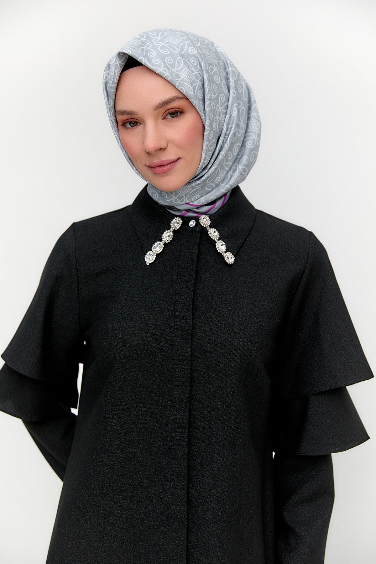 Kolları Volanlı Simli Tunik, Tesettür Giyim