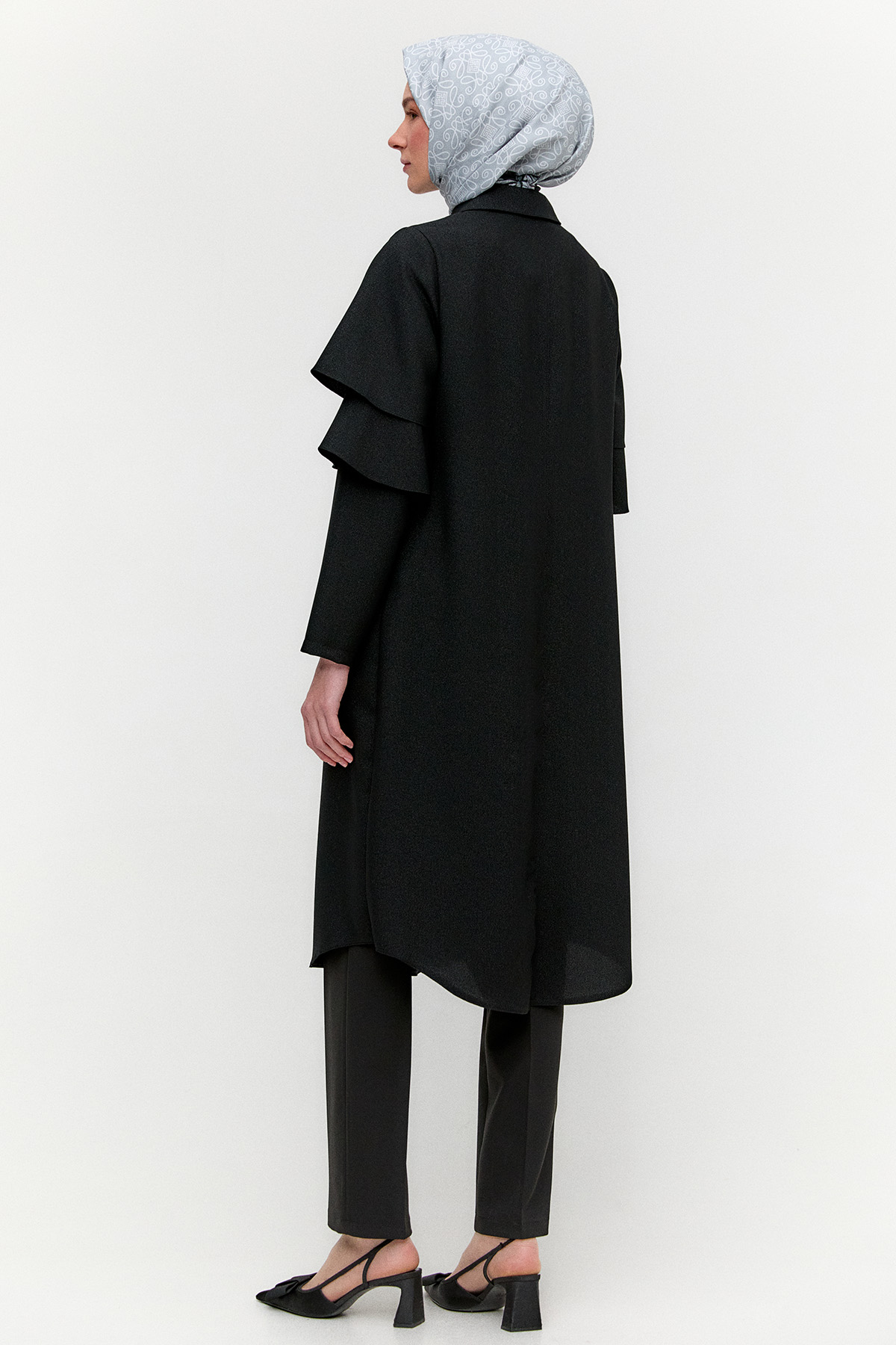 Kolları Volanlı Simli Tunik, Tesettür Giyim