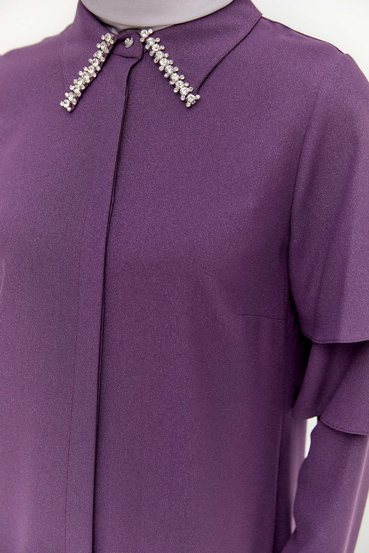 Kolları Volanlı Simli Tunik, Tesettür Giyim