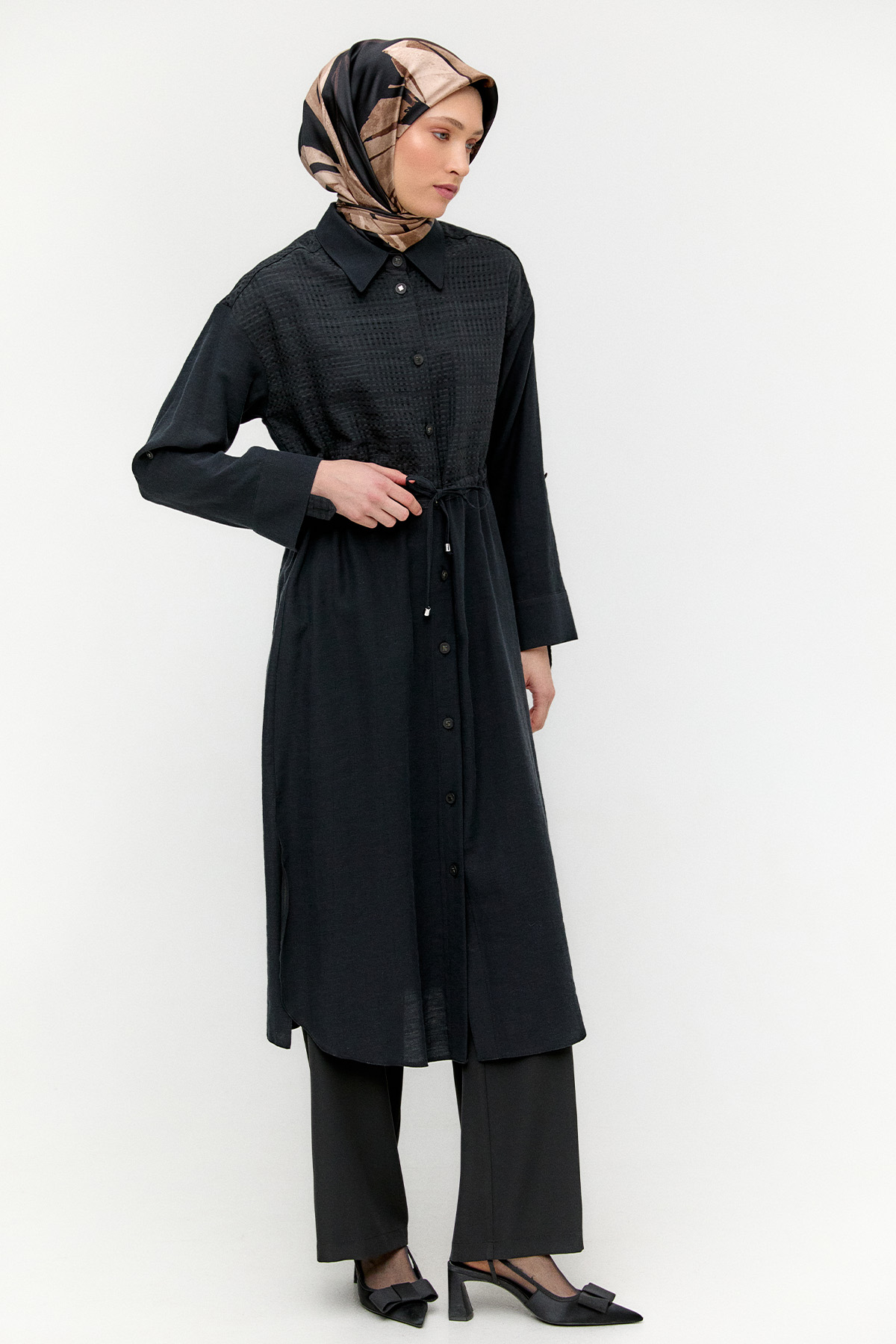 Pamuklu Keten Görünümlü Tunik, Tesettür Giyim