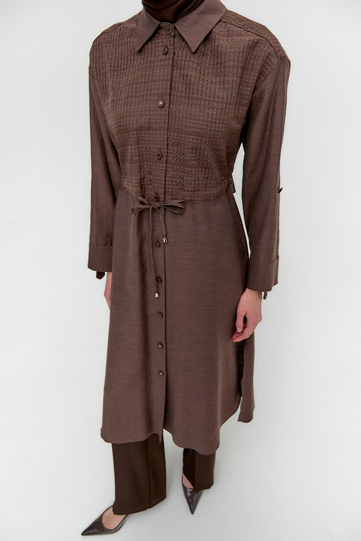 Pamuklu Keten Görünümlü Tunik, Tesettür Giyim