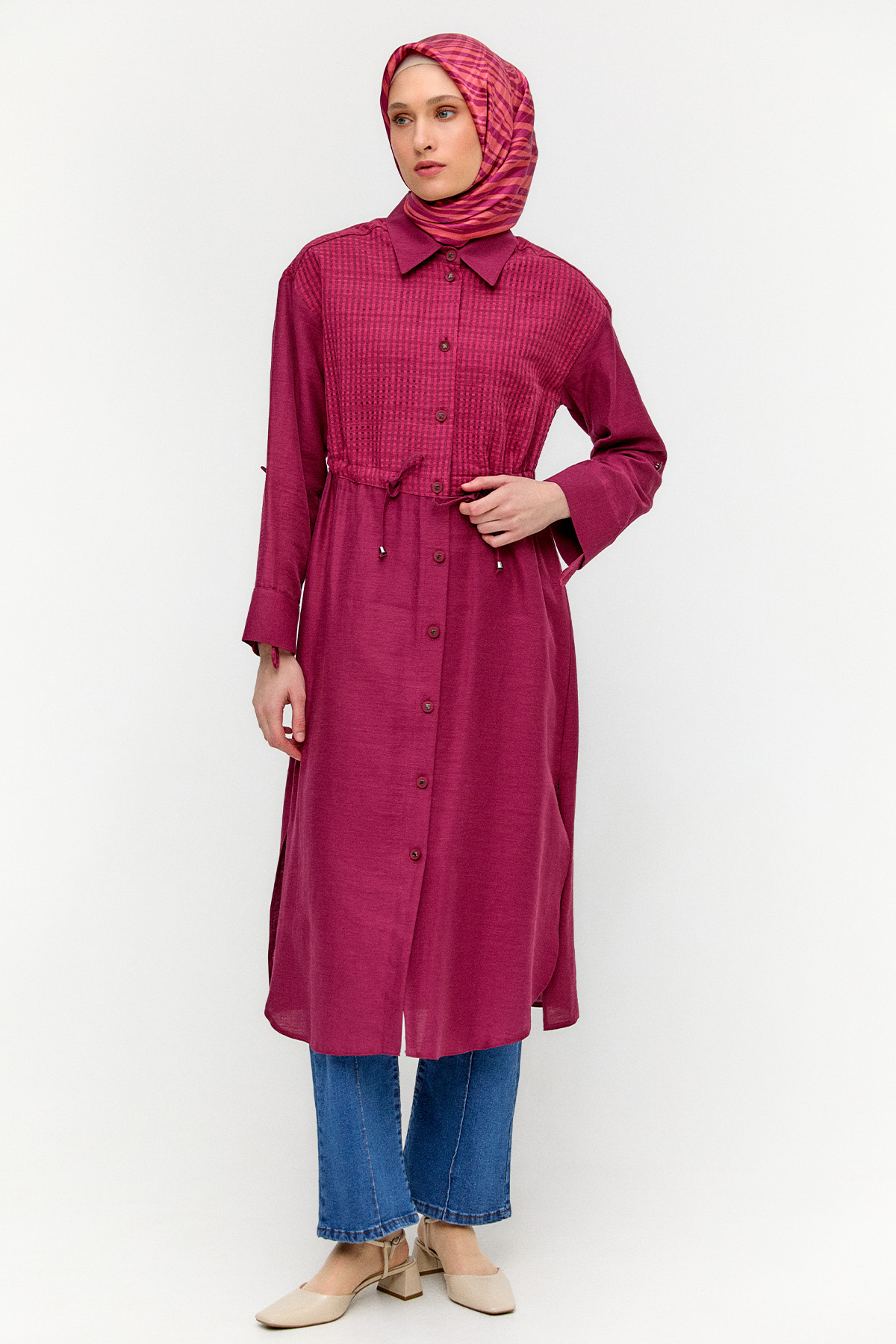 Pamuklu Keten Görünümlü Tunik, Tesettür Giyim