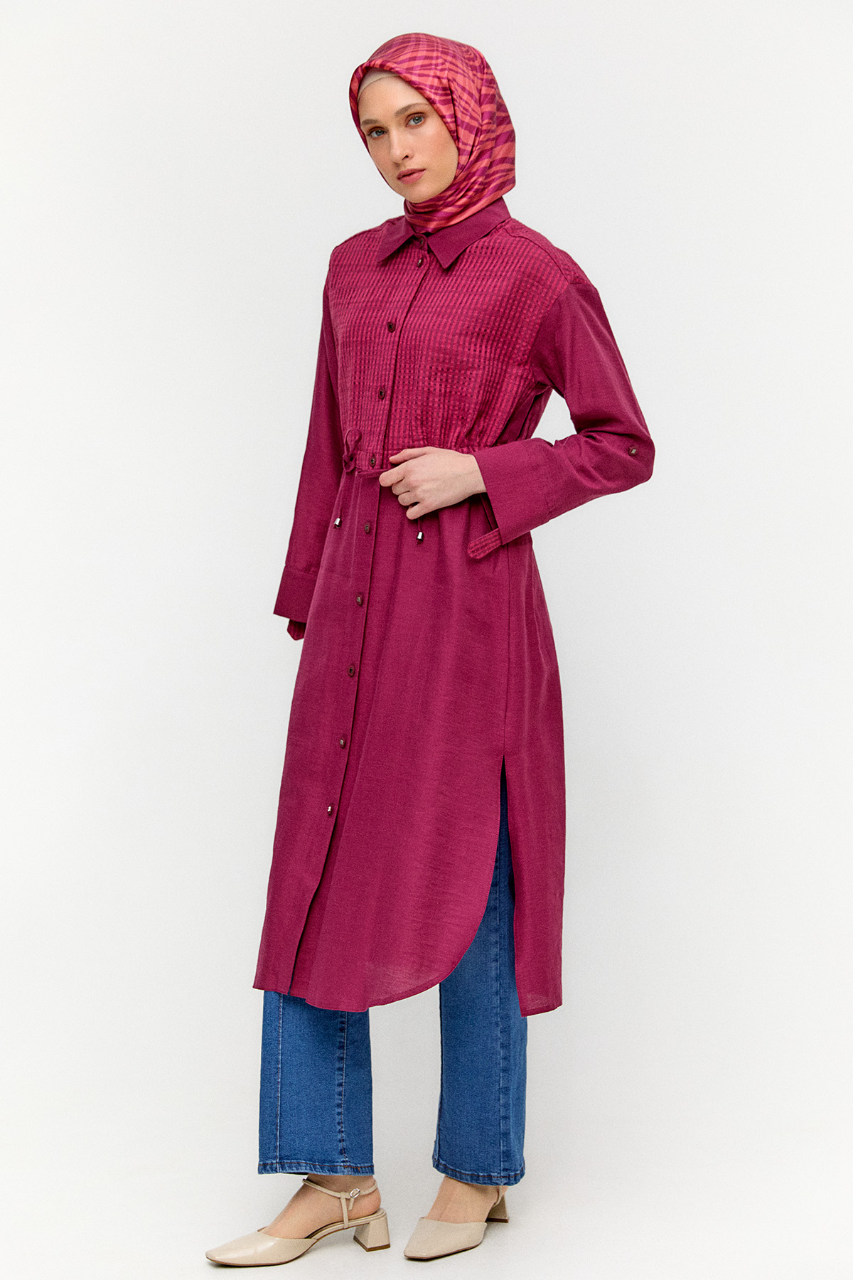 Pamuklu Keten Görünümlü Tunik, Tesettür Giyim