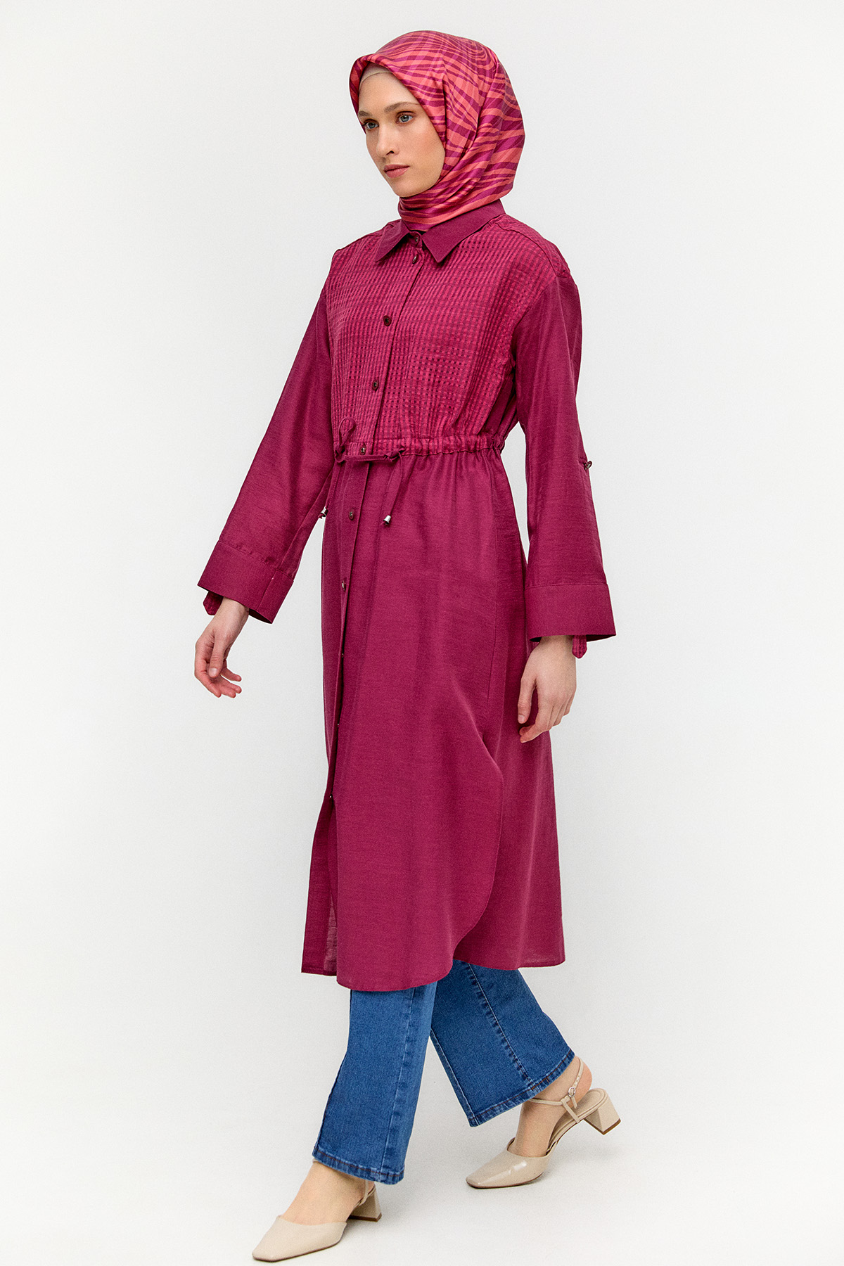 Pamuklu Keten Görünümlü Tunik, Tesettür Giyim