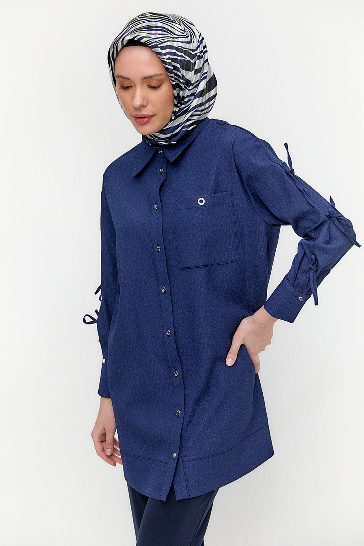 Tek Cepli Fiyonklu Tunik, Tesettür Giyim